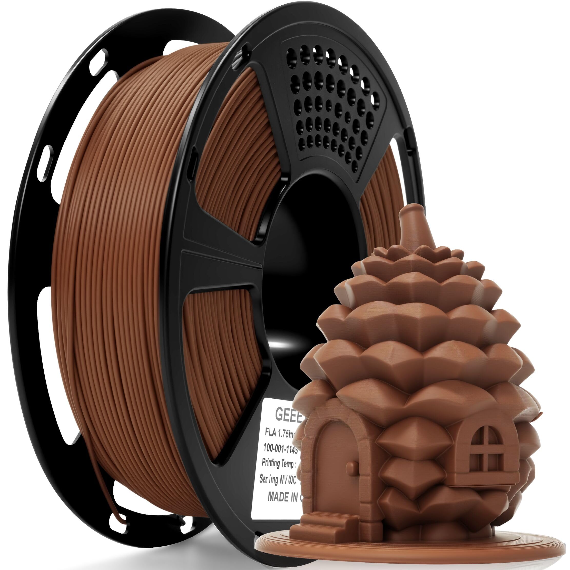 GEEETECH Matte PLA Filament 1.75mm, Brown PLA Matte 3D Printer Filament 1kg Spool (2.2lbs), Dimensional Accuracy +/- 0.02 mm, 1.