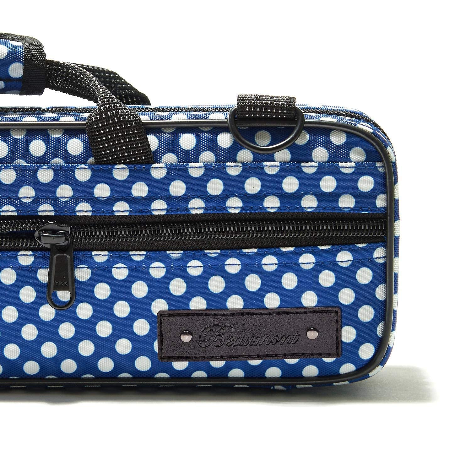 Beaumont Blue Polka Dot Flute Case With Shoulder Strap - C-Foot Flute Hard Case Cover - Lightweight Canvas C Case For Yamaha, Ju