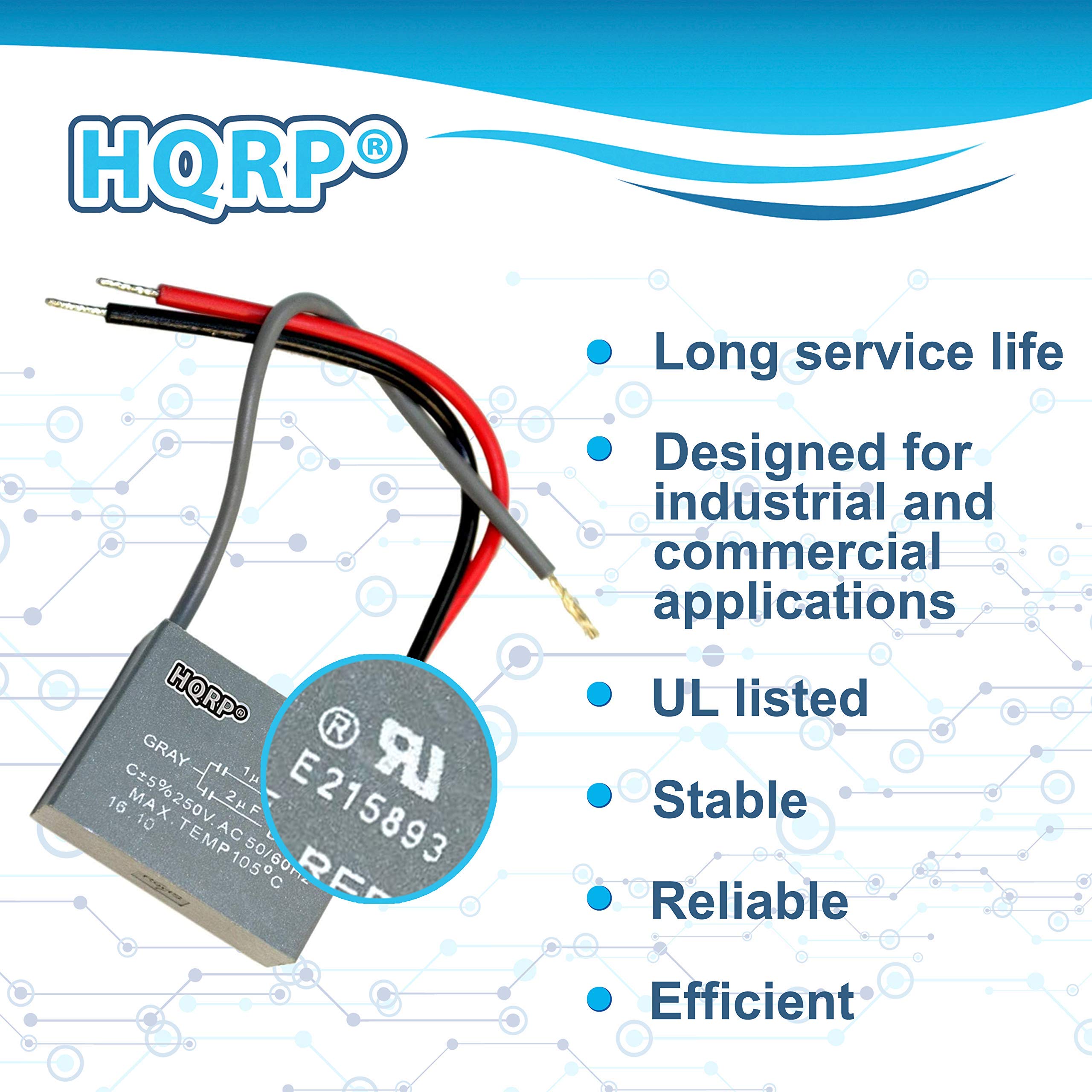 Hqrp Capacitor Compatible With Hampton Bay Ceiling Fan Cbb61 5Uf+5Uf 4 Wire