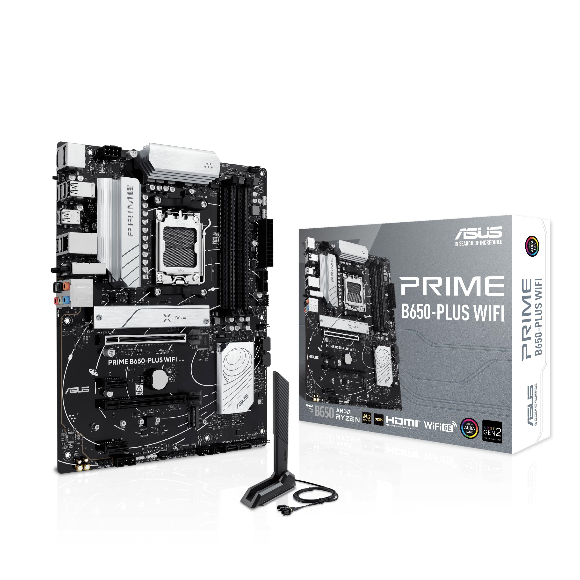 Asus Prime B650 Plus Wifi Amd B650 Am5 Ryzen Desktop 9000 8000 & 7000 Atx Motherboard, Ddr5, Pcie 5.0 M.2, 2.5Gb Lan, Wifi 6E, H