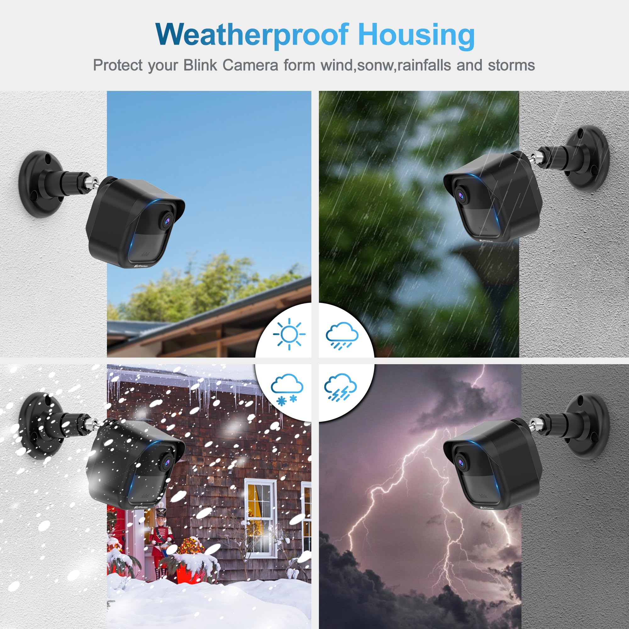 Mipremium Blink Outdoor Surveillance Camera Mount, 360� Adjustable Wall Mounting Bracket 3 Pack & Weatherproof Protective Housing, With Sync Module 2 Outlet (Blink Camera Not Included)
