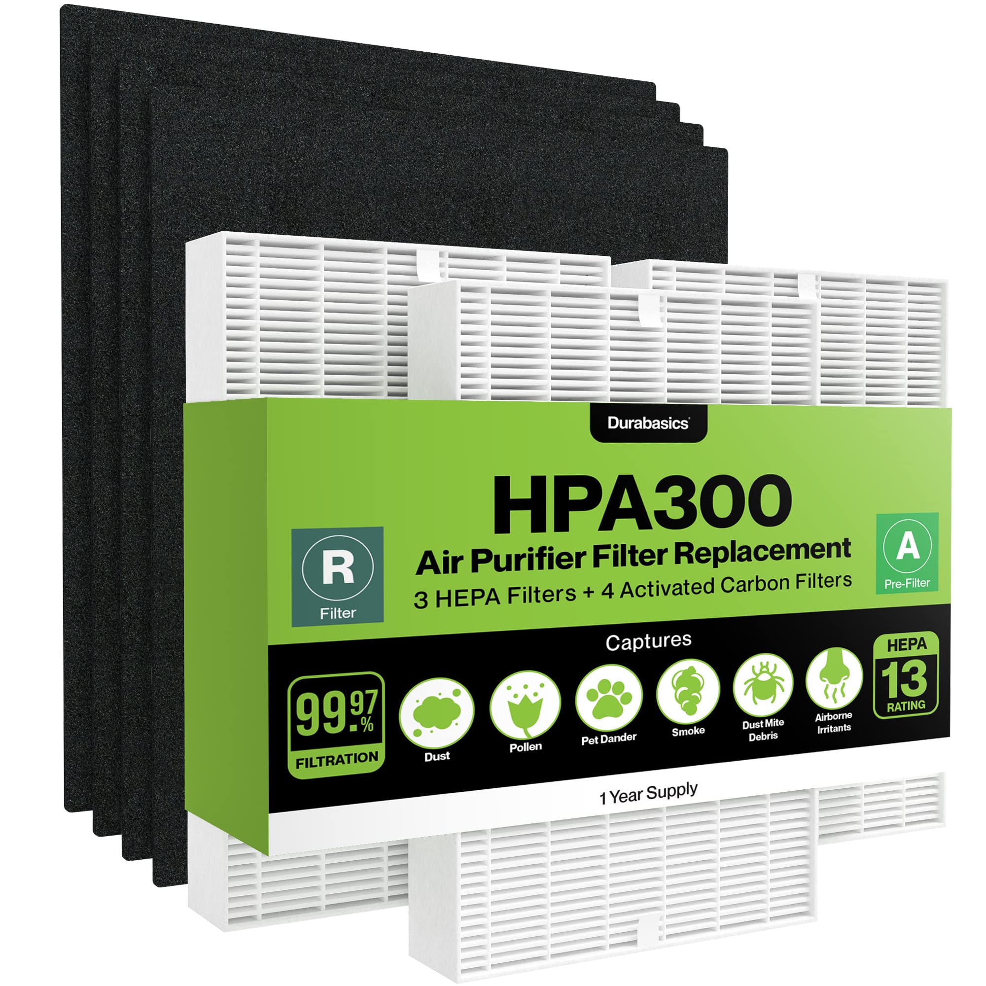 Durabasics 3 Hepa Filter Set For Hpa300 Honeywell Air Purifier Filters & Honeywell Hpa300   For Honeywell Air Purifier Filter Re