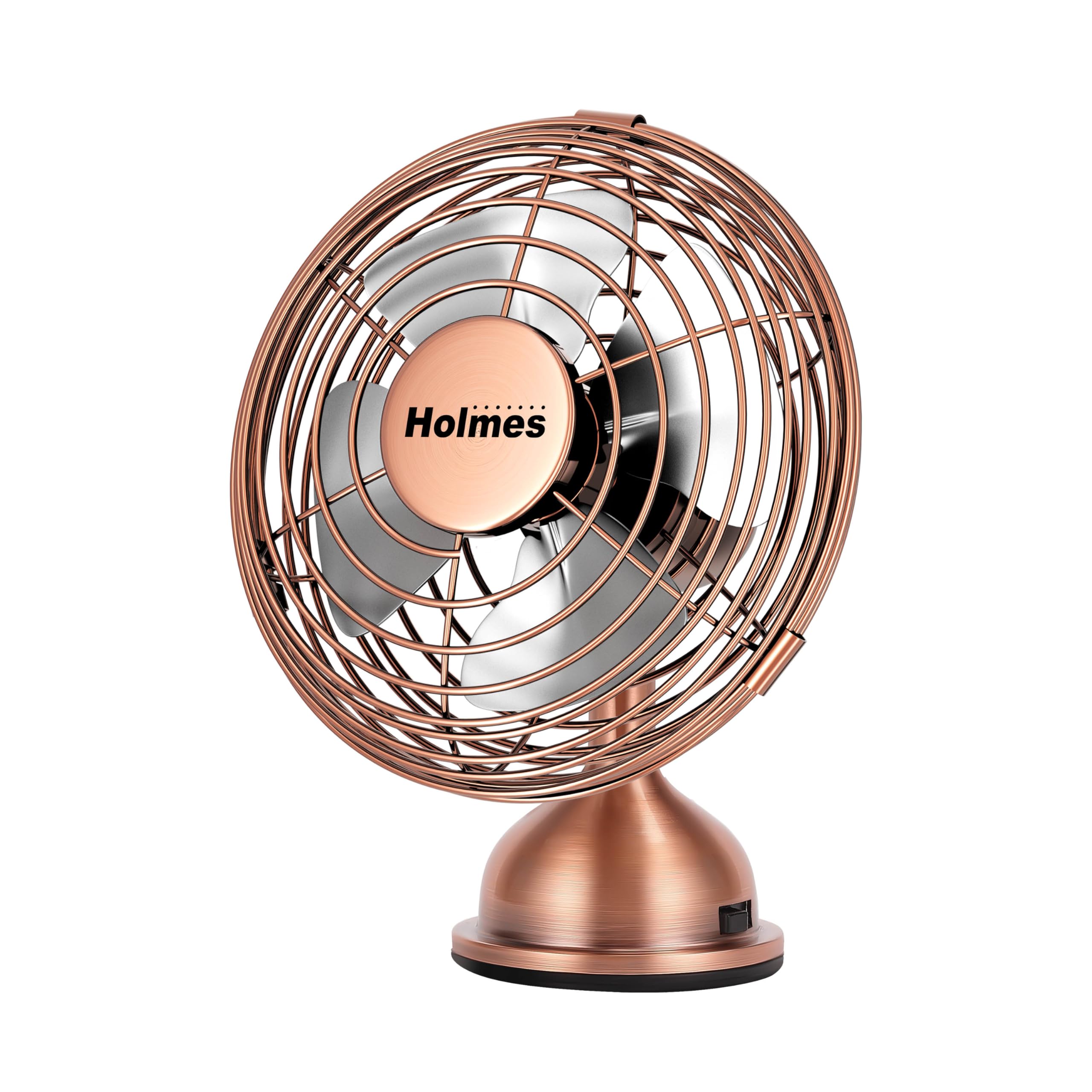 Holmes 4'' Mini Heritage Desk Fan, Usb Powered, Single Speed, 4 Blades, Adjustable 100 Head Tilt, Metal Construction, Ideal For