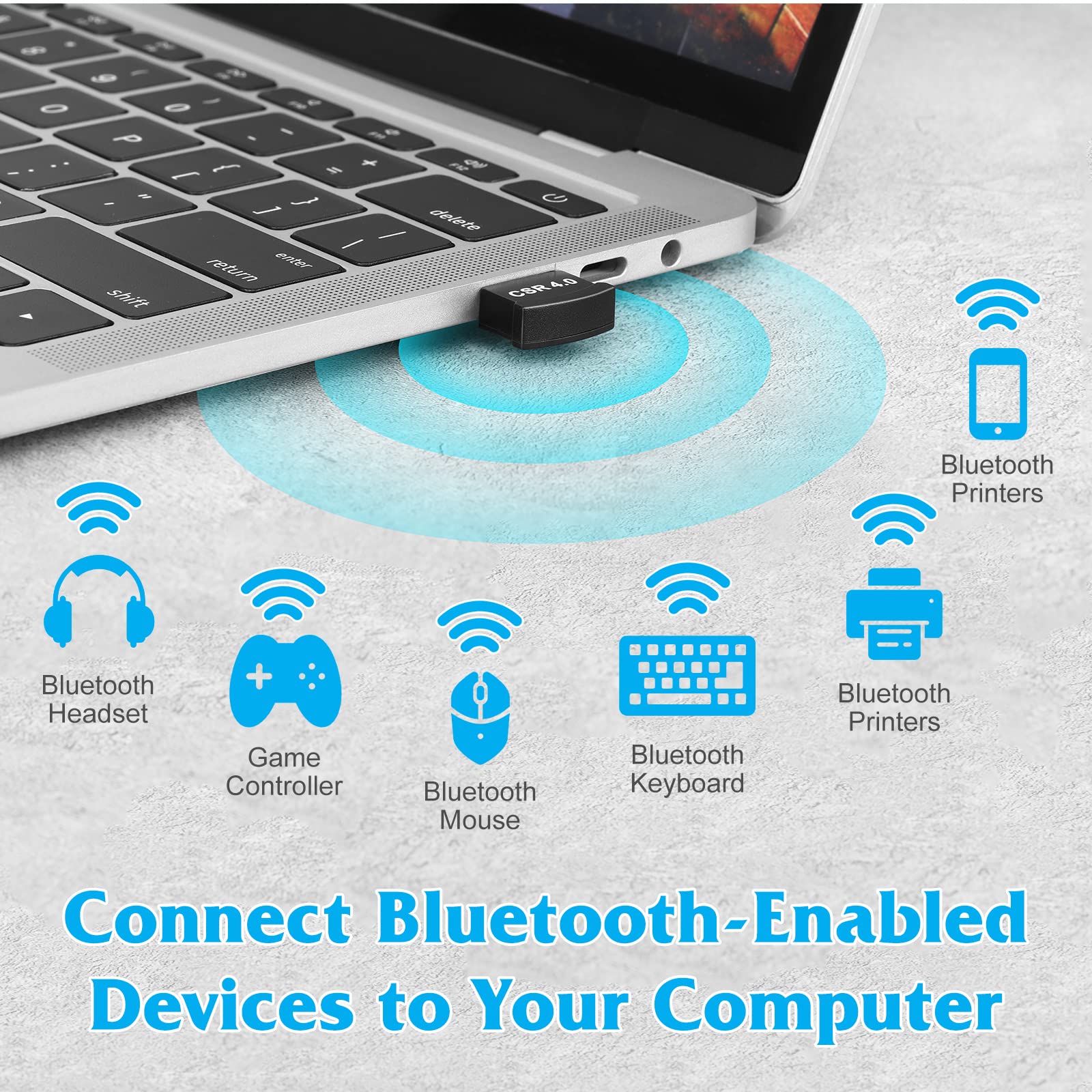 Urbanx Usb Bluetooth 4.0 Adapter Wireless Transfer Dongle For Bluetooth Printer Support All Windows 10 8.1 8 7 Xp Vista