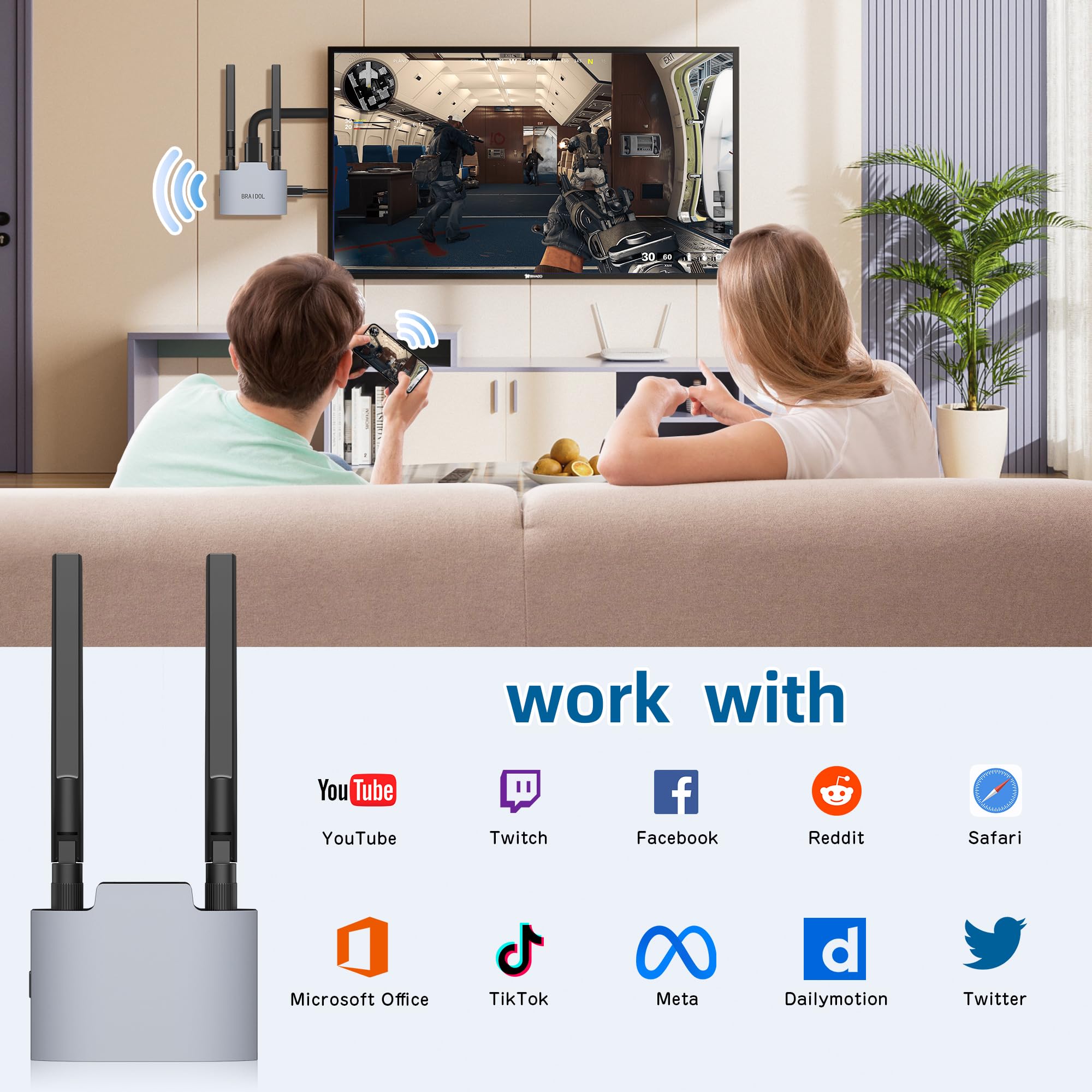 Vjzfa Wireless Display Adaptor   1080P Wireless Hdmi Display Dongle Adapter, Wireless Hdmi Transmitter, Wireless Hdmi Extender,