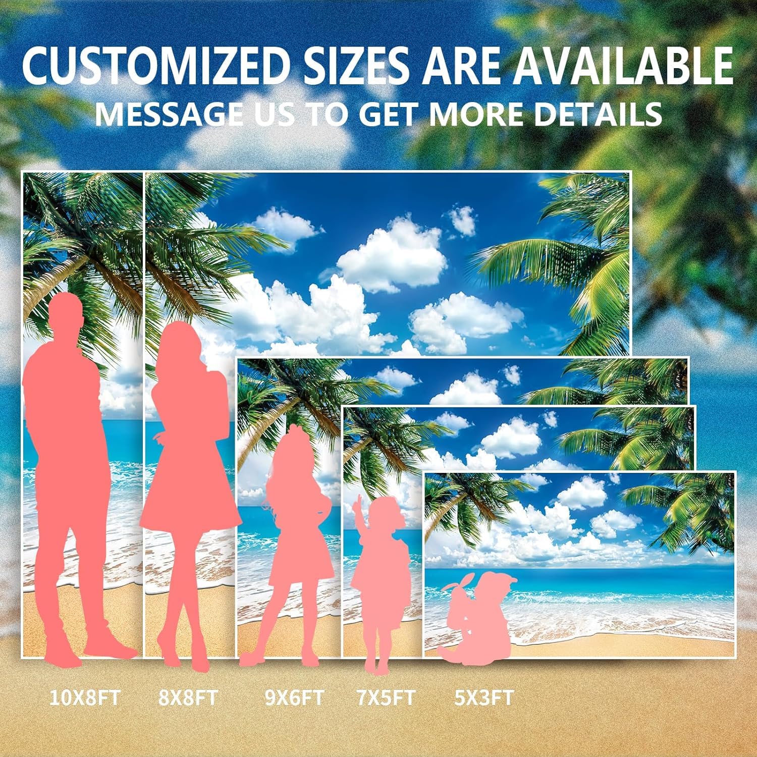 Humkat Hawaiian Beach Ocean Backdrop, 8X6Ft Cloth Fabric Summer Tropical Party Background For Indoor And Outdoor Decoration, Pal