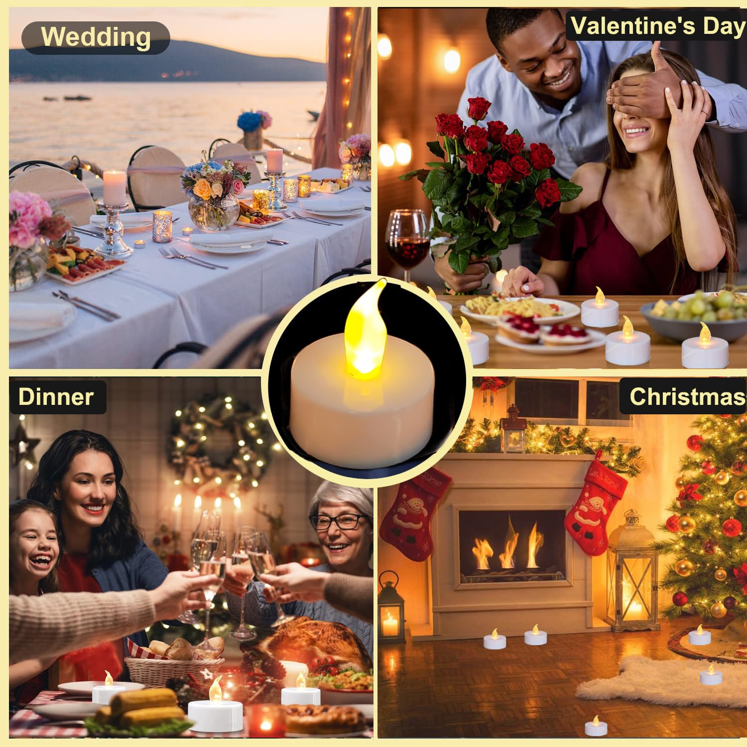 Led Tea Lights With Timer, 6 Hours On And 18 Hours Off In 24 Hours Cycle Automatically,12 Pack Flickering Battery Flameless Led