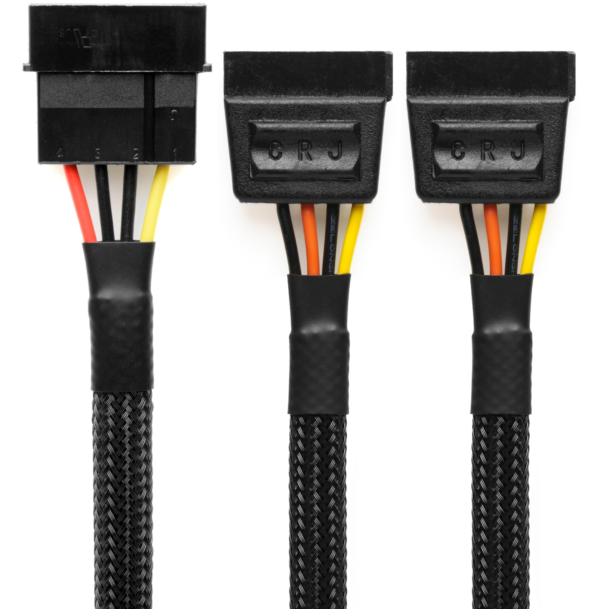 Crj 4 Pin Molex To Dual 15 Pin Sata Power Adapter Cable   12 Inch (30Cm), Black Sleeved   Power Two Sata Hard Drives And Ssds Fr