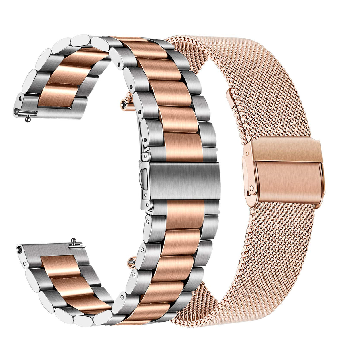 Trumirr Watchband Sets For Vivomove Hr/Vivoactive 6 5 3 Smart Watch, 20Mm Stainless Steel Metal Band + Mesh Strap For Garmin For