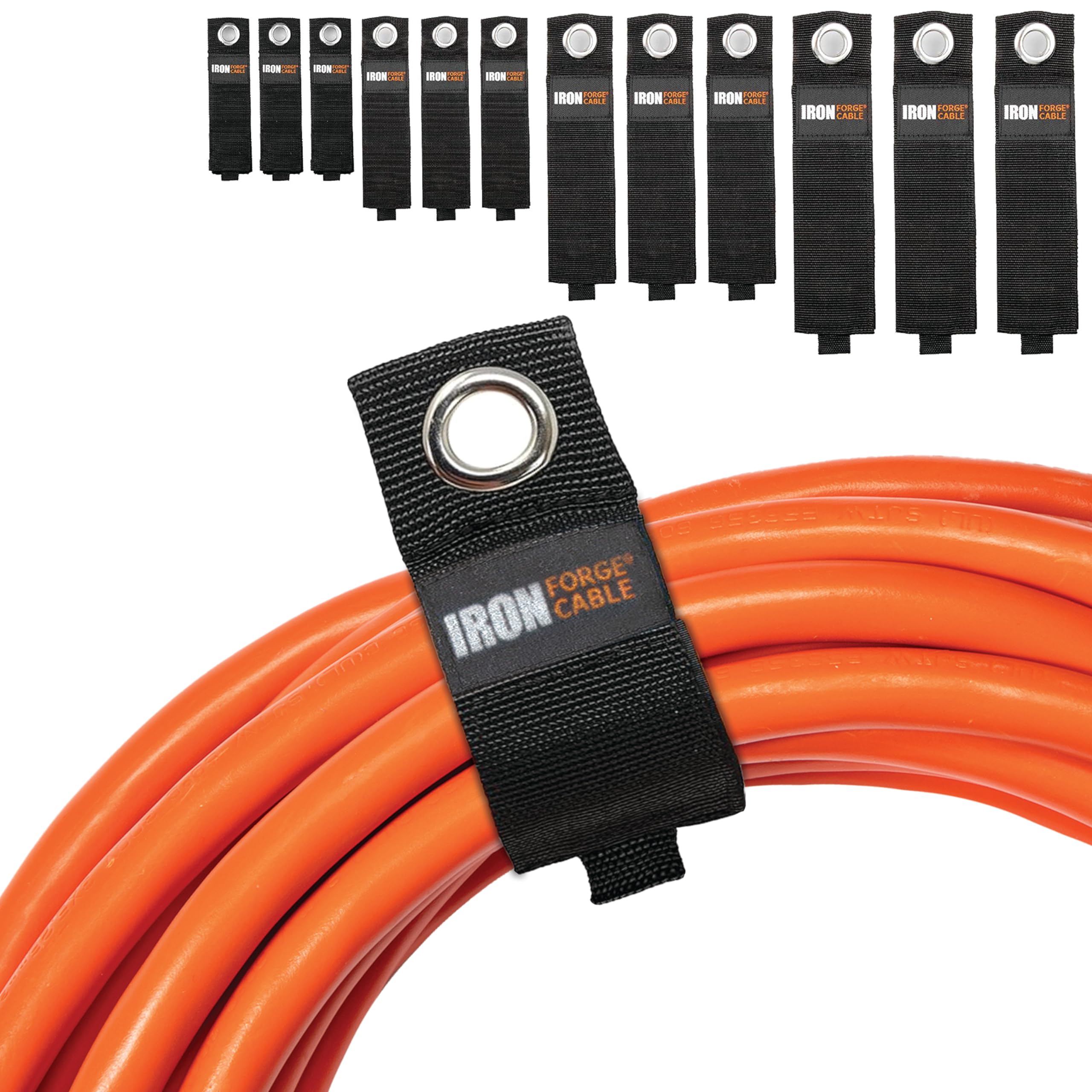 Iron Forge Cable Extension Cord Wrap Organizer, 12 Piece Multi Pack Of Storage Straps   3 Small, 3 Medium, 3 Large, And 3 Xl Hoo