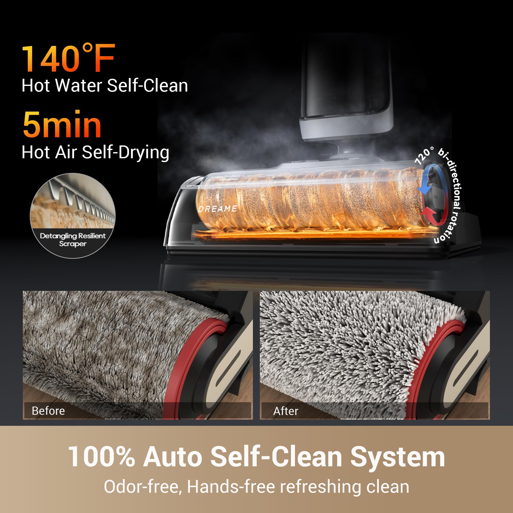 Dreame H14 Wet Dry Vacuum Cleaner, 180 Lie Flat Cordless Vacuum Mop, 140F Brush Washing, Fast Hot Air Drying In 5Mins, Smart Har