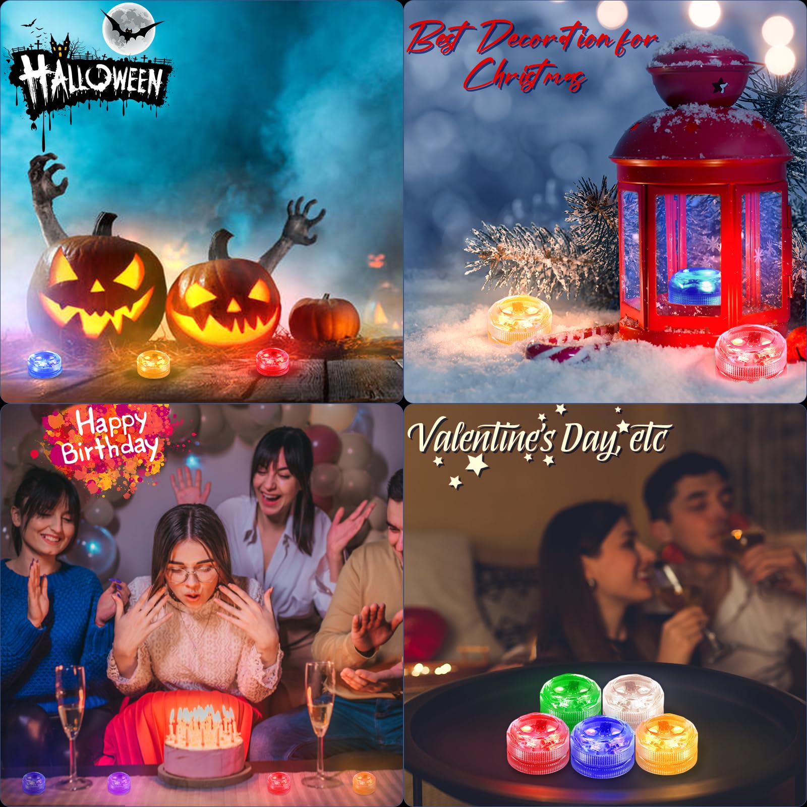 Idyl Light Submersible Led Lights With Remotes, Waterproof Tea Lights Candles Battery Operated Rgb Color Changing Small Led Ligh