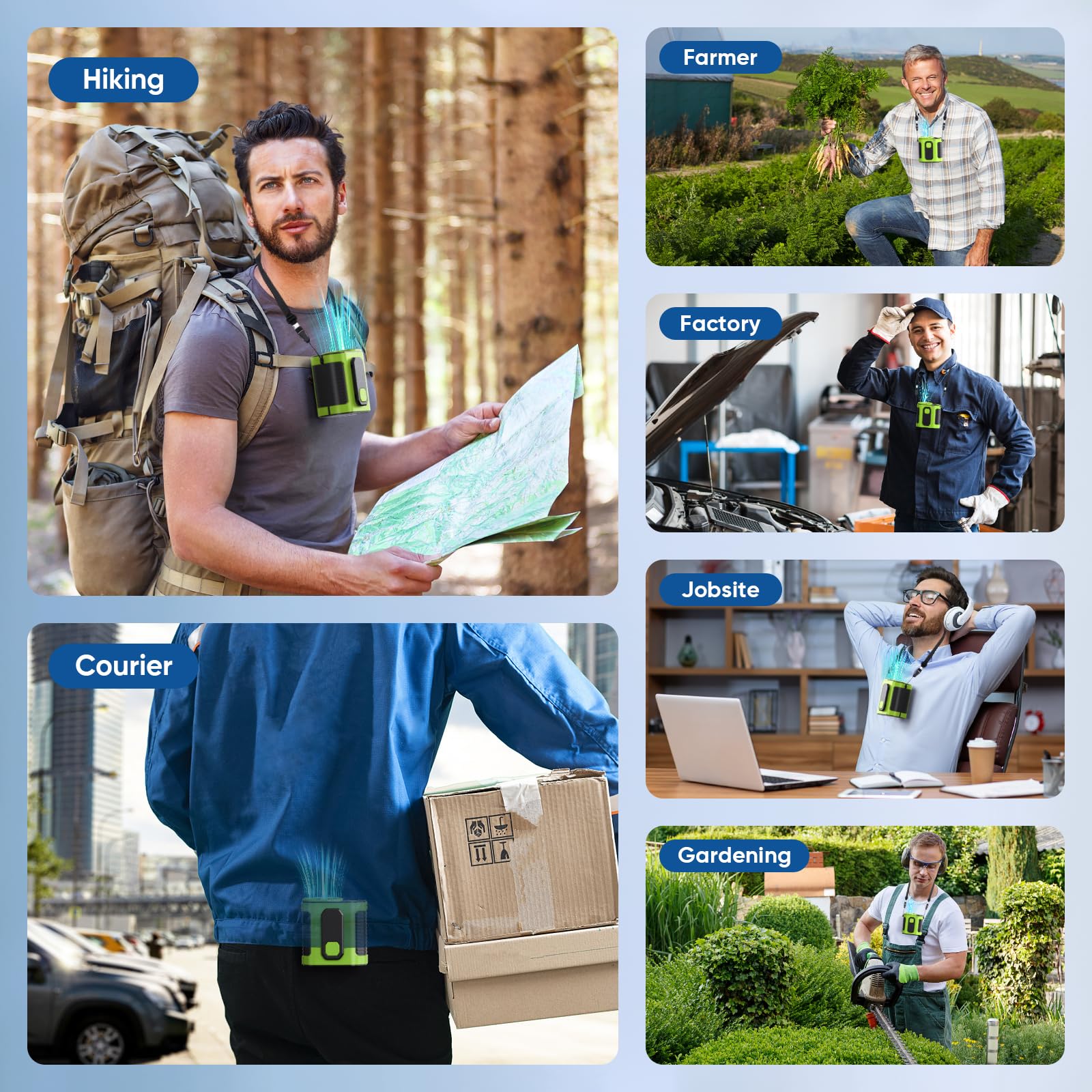 Portable Waist Fan, 10-Speed Body Fan With Led Light, Hands-Free Wearable Belt Clip Waist Fans, 10000Mah Personal Rechargeable F