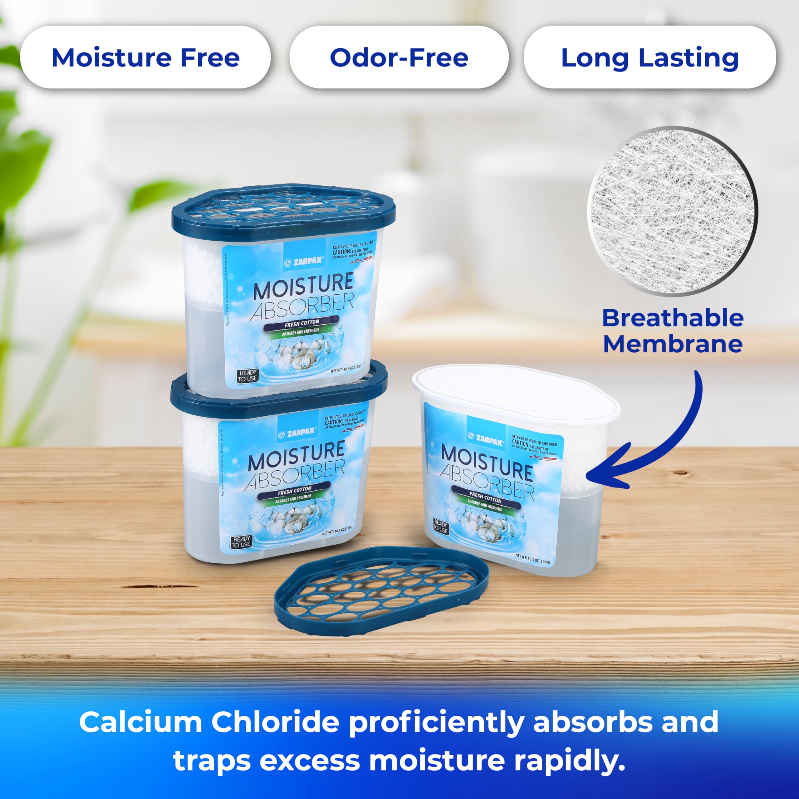 Zarpax Moisture Absorber Fresh Cotton 10.5 Oz/300G | Removes Moisture, Damp & Humidity | Odor Absorber With Fresh Cotton Fragran