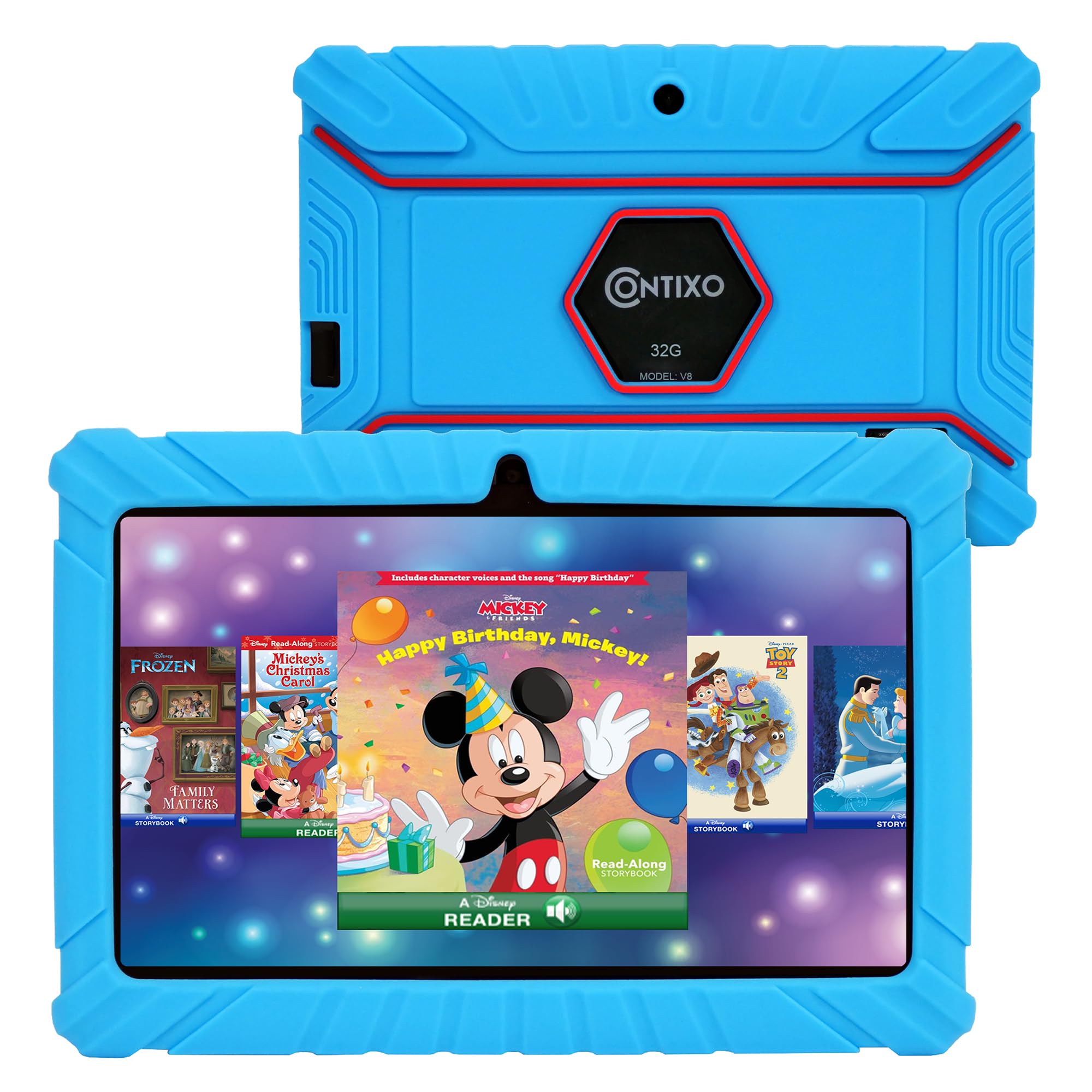 Contixo Kids Tablet V8, 7-Inch Hd, Ages 3-7, Toddler Tablet With Camera, Includes 50+ Disney Storybooks, Android, Light Blue