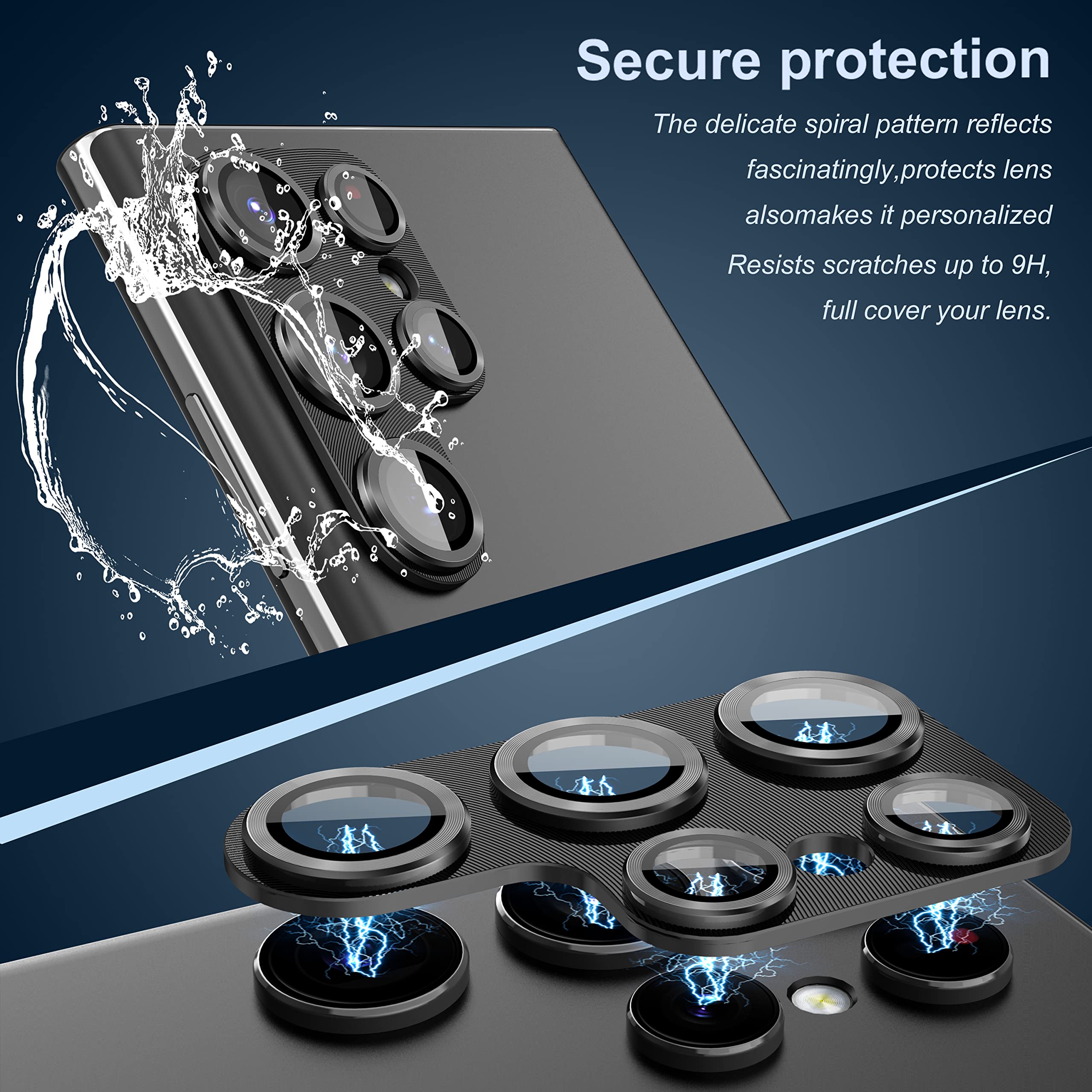 [5+5 Pcs] Suoman For Samsung Galaxy S23 Ultra Camera Lens Protector, Premium Tempered Glass Glitter Camera Lens Protector For Sa
