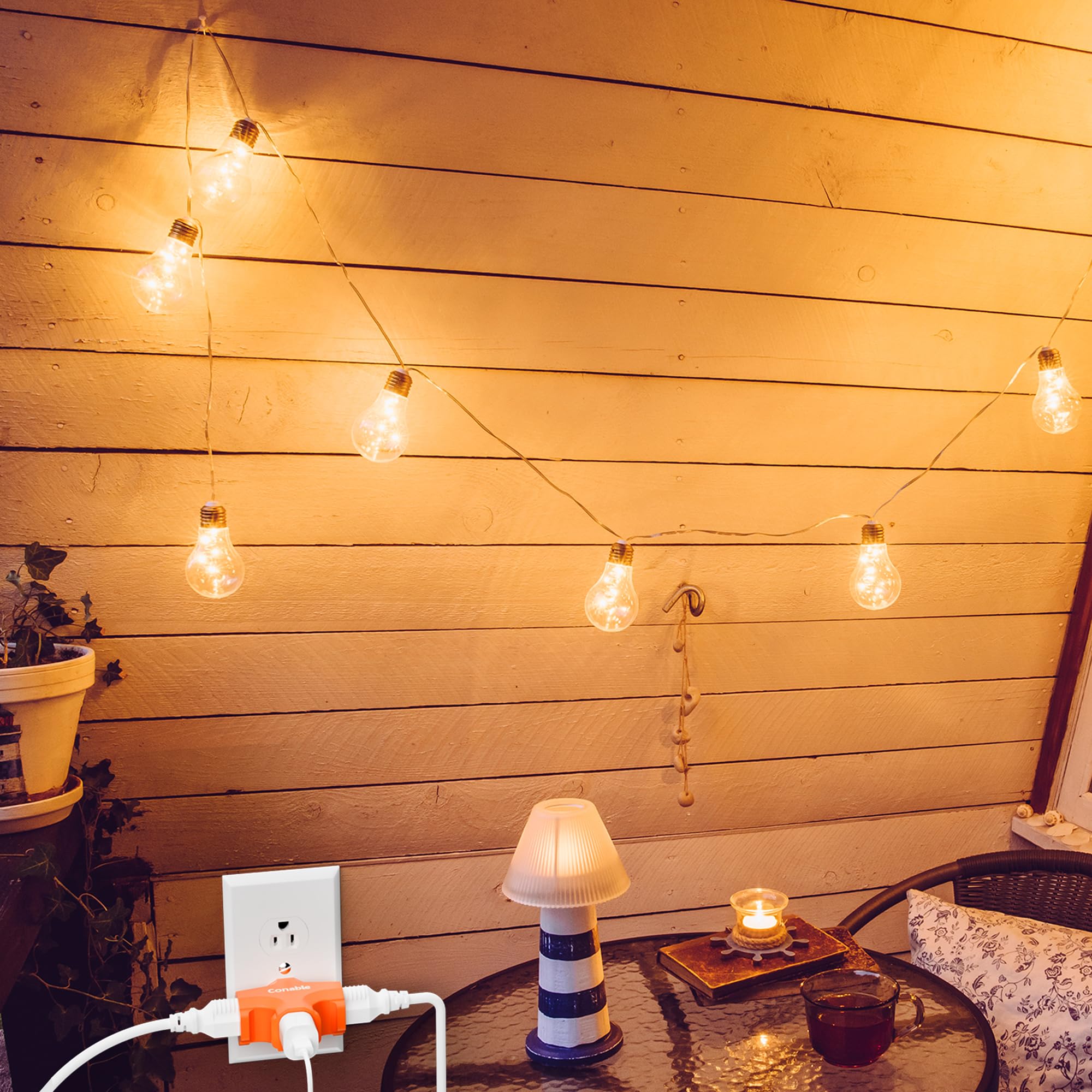 3 Outlet Adapter, 3 Prong Plug Extender, Heavy Duty Grounded Power Tap 3 Way Splitter Adapter, Electric Outlet Expander Sideways