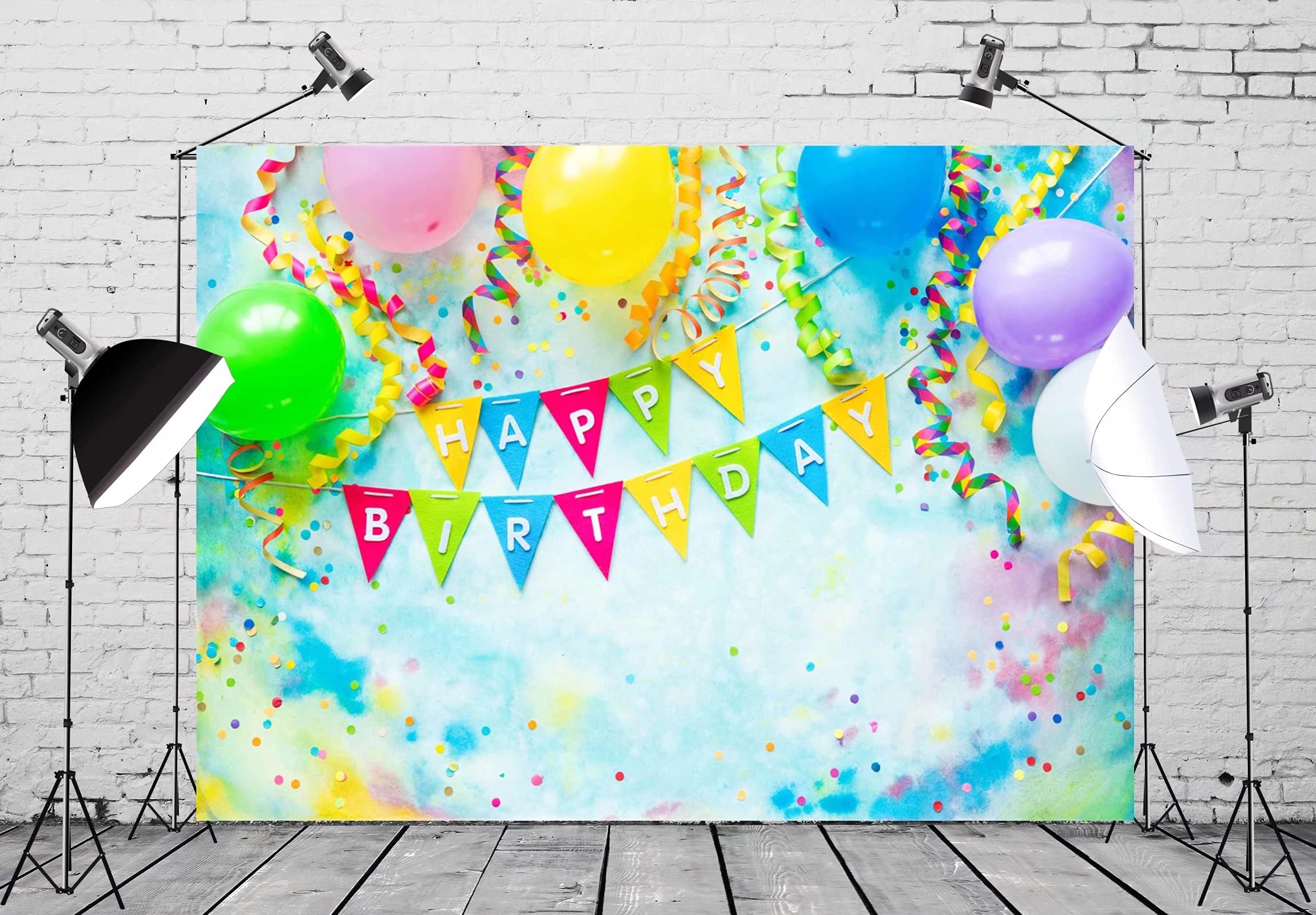 Beleco 8X6Ft Fabric Happy Birthday Backdrop Birthday Party Interior Decorations Birthday Banner And Colorful Balloons Birthday P