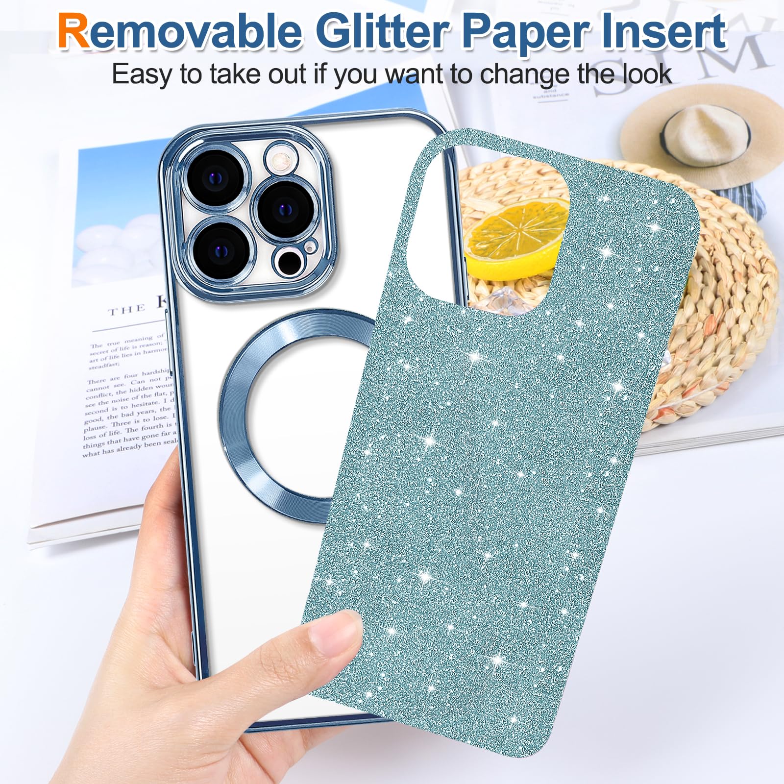Hython For Iphone 11 Pro Case Glitter, Clear Magnetic Phone Case With Camera Lens Protector [Compatible With Magsafe] Bling Spar