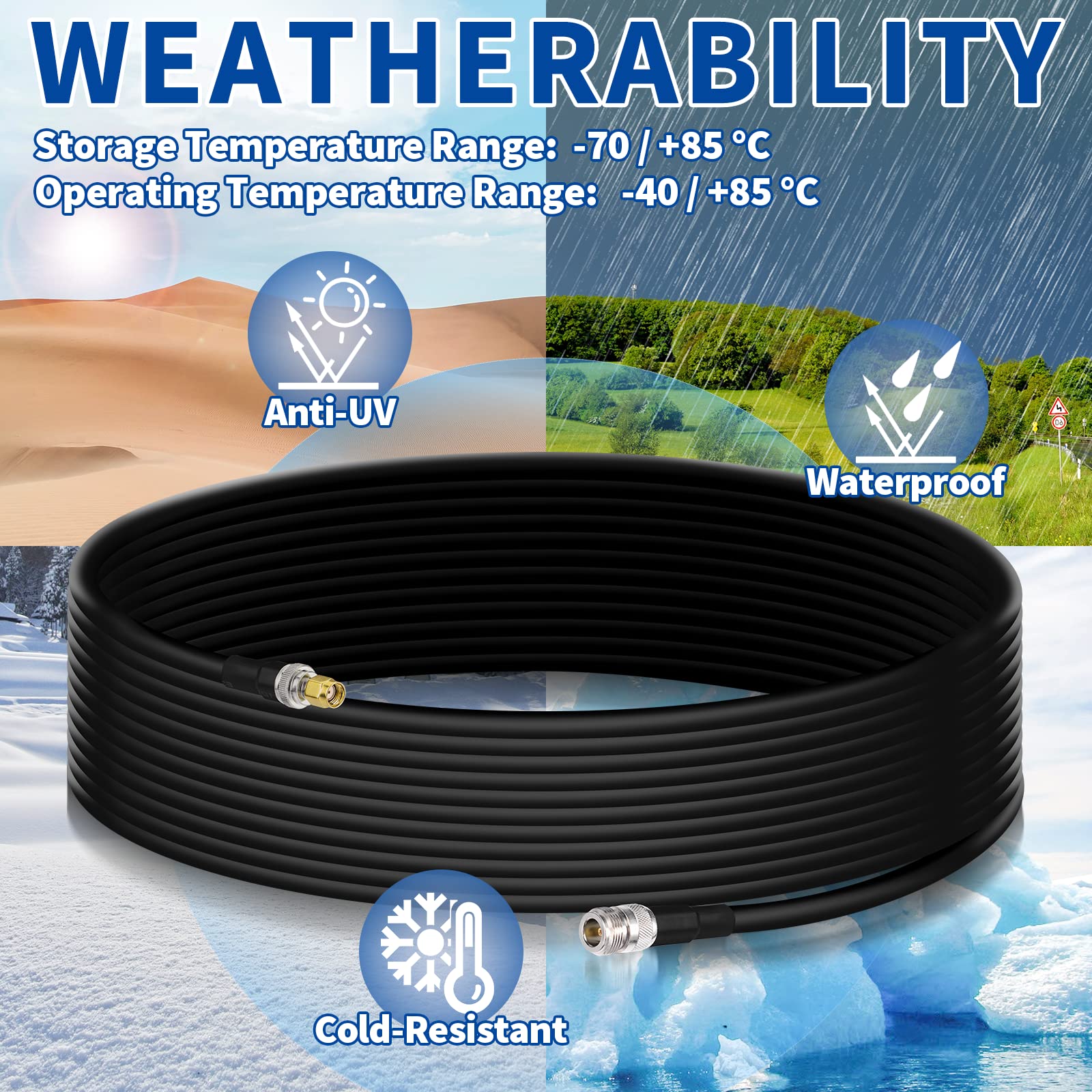 Bingfu Lora Antenna 20Ft Alsr400 Ultra Low Loss Rf Extention Cable   N Female To Rp Sma Male   With Sma Male Adapter Compatible