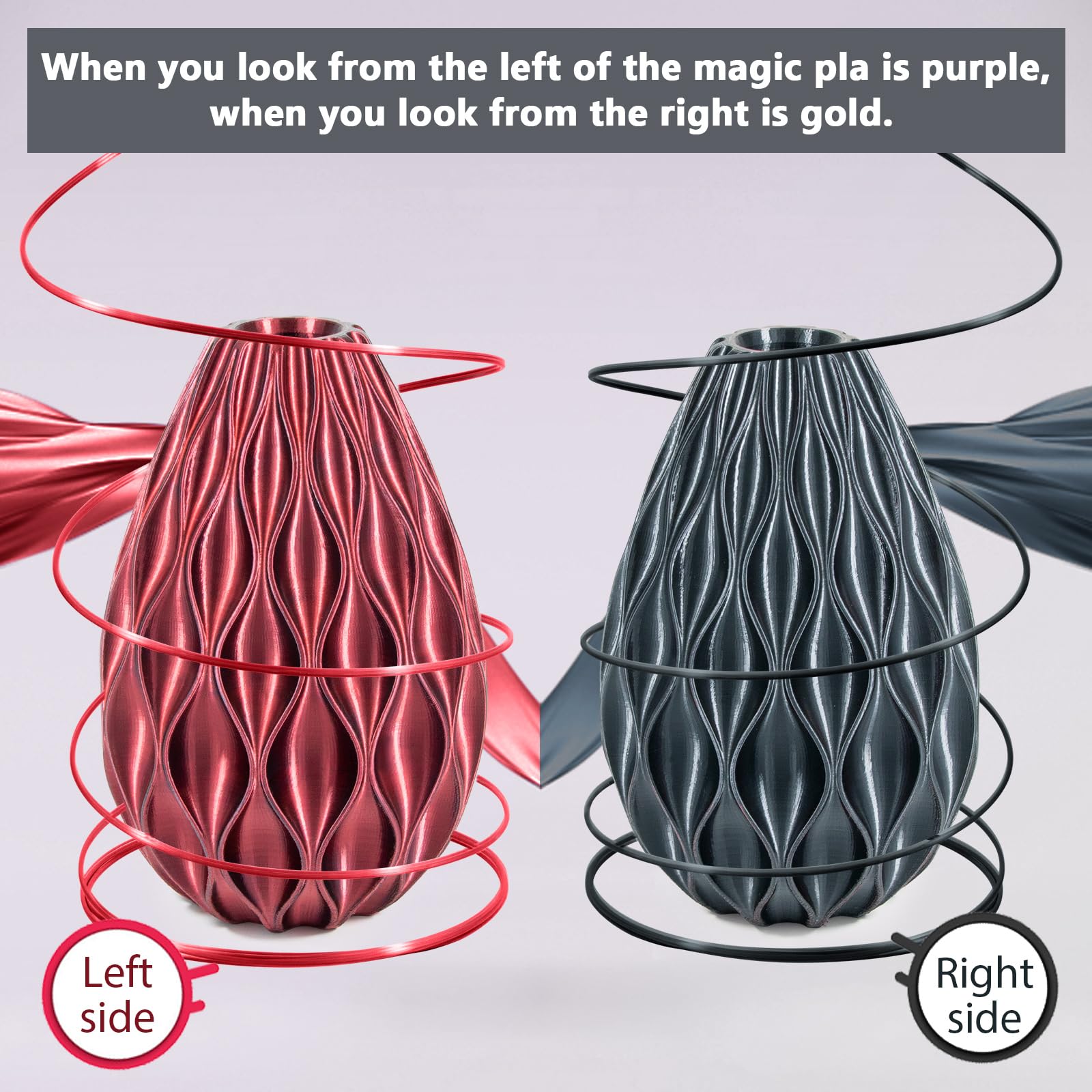 Isanmate 3D Printer Filament, Pla Filament 1.75Mm Silk Pla Red Black, Dual Color Filament Rainbow Filament, 1 Kg Spool