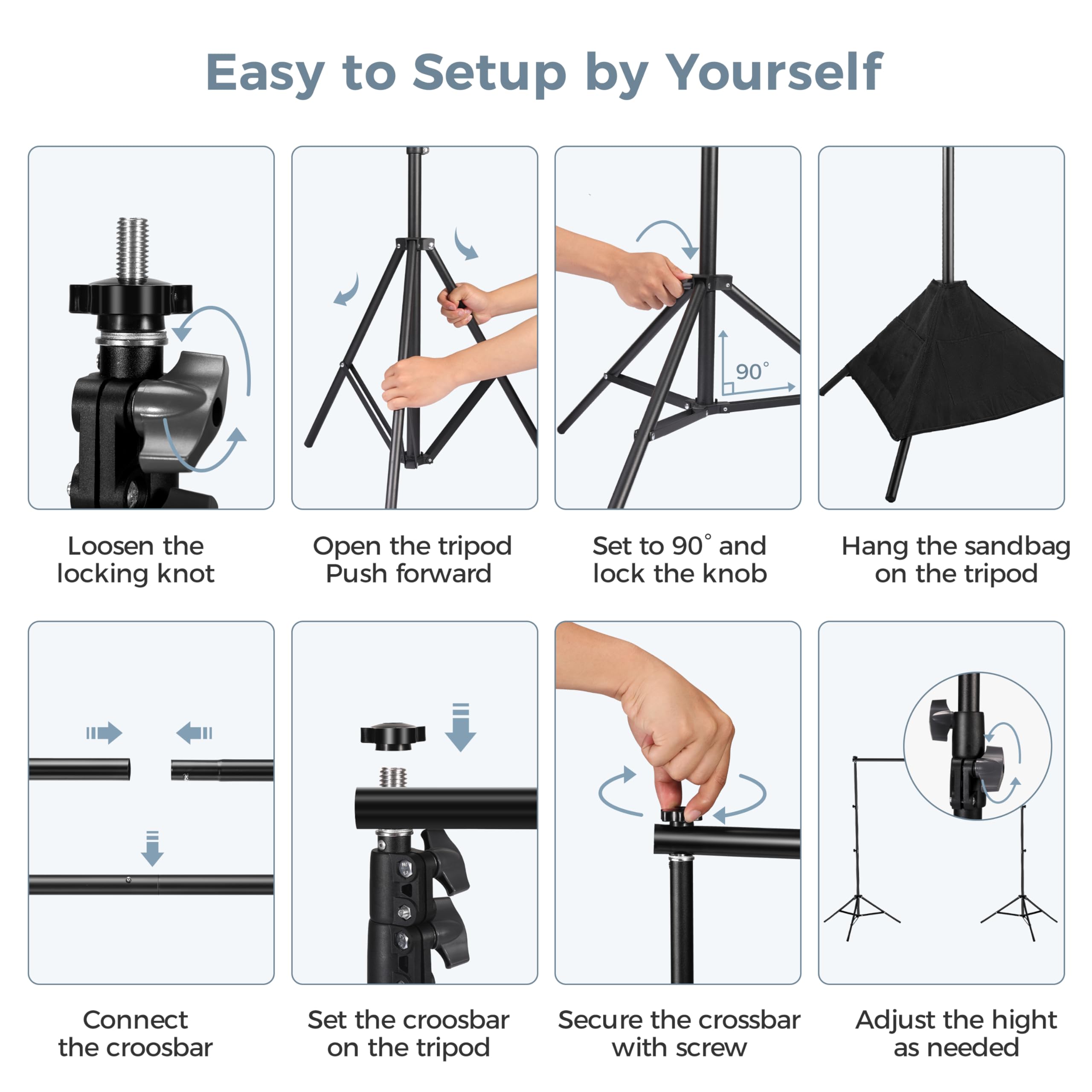 Anautin Backdrop Stand 10X7Ft Adjustable Photo Backdrop Stand Kit Photography Backdrops With 4 Crossbars, Photo Studio Adjustabl