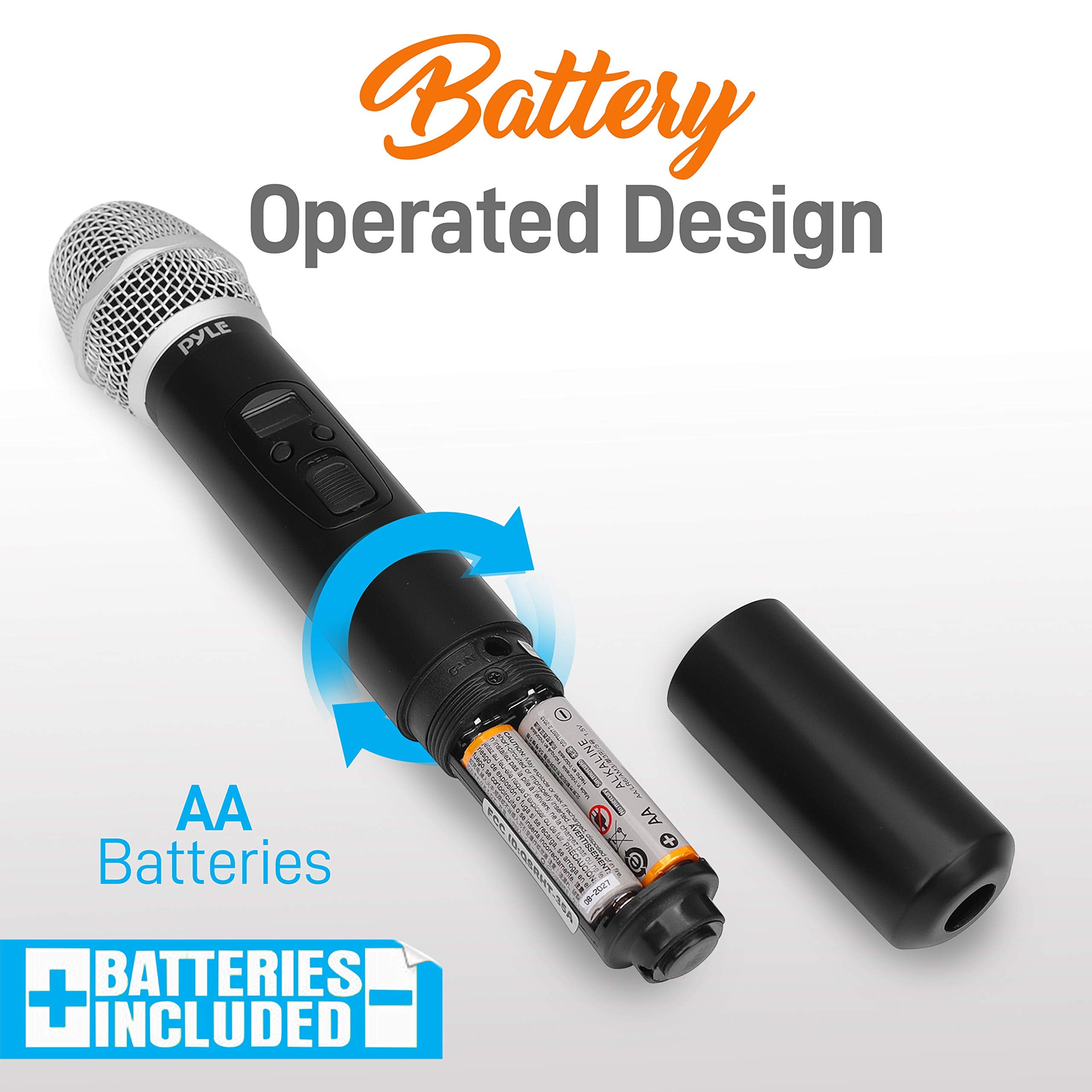 Pyle Professional 8 Channel Uhf Wireless Microphone & Receiver System 4 Handheld Mics Belt Packs Transmitters Headsets &Lavalier