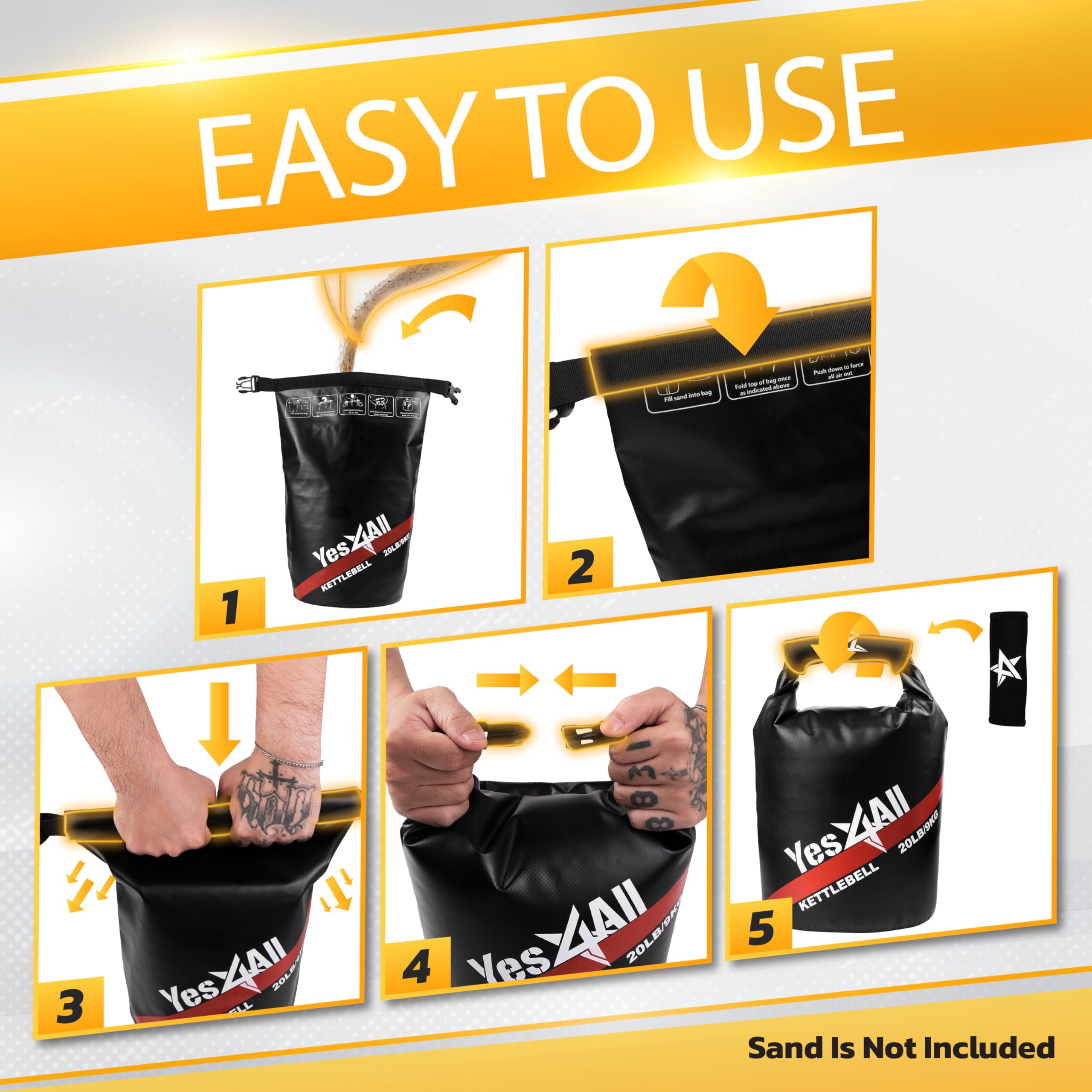 Yes4All Sand Kettlebell, Workout Adjustable Kettlebell Sandbag For Fitness, Soft Sandbag Weights, Heavy Duty Equipment (Sand Not