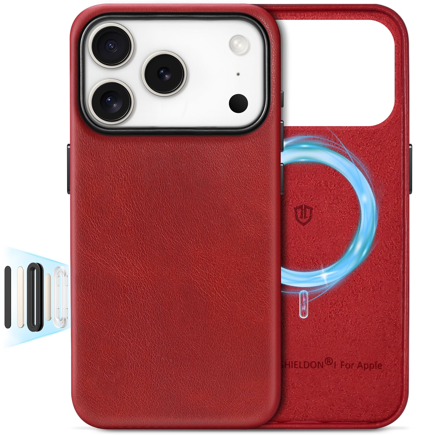SHIELDON Genuine Leather Case for iPhone 17 Pro 6.3 Inch 2025 | [Updated Camera Button] | Magnetic Wireless Charging, Slim Fit, 