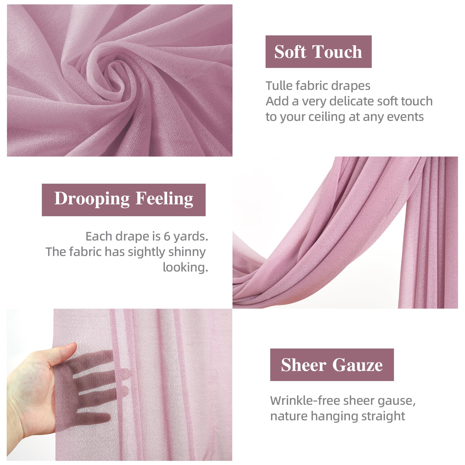 Wedding Arch Draping Fabric, 1 Panel 28 X 19Ft Dusty Rose Arch Drapes Sheer Backdrop Curtain For Wedding Ceremony Party Ceiling