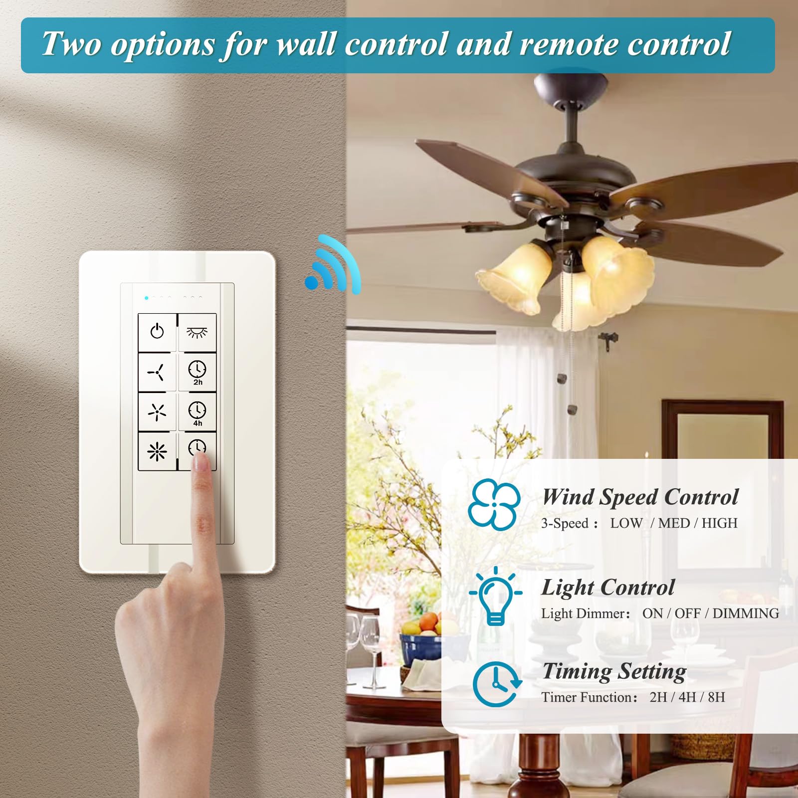 Smart Wifi Ceiling Fan Remote Control Kit, Universal 3 Speed Ceiling Fan Control With Dimmer, Compatible With Alexa, Google Assi