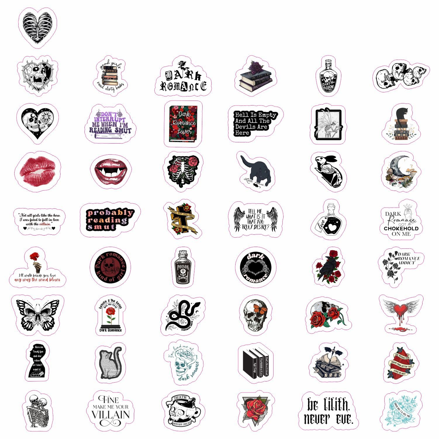 100Pcs Dark Romance Stickers For Water Bottle And Laptop   Dark Romance Party Favors & Decorations, Waterproof Vinyl Decals, Lov