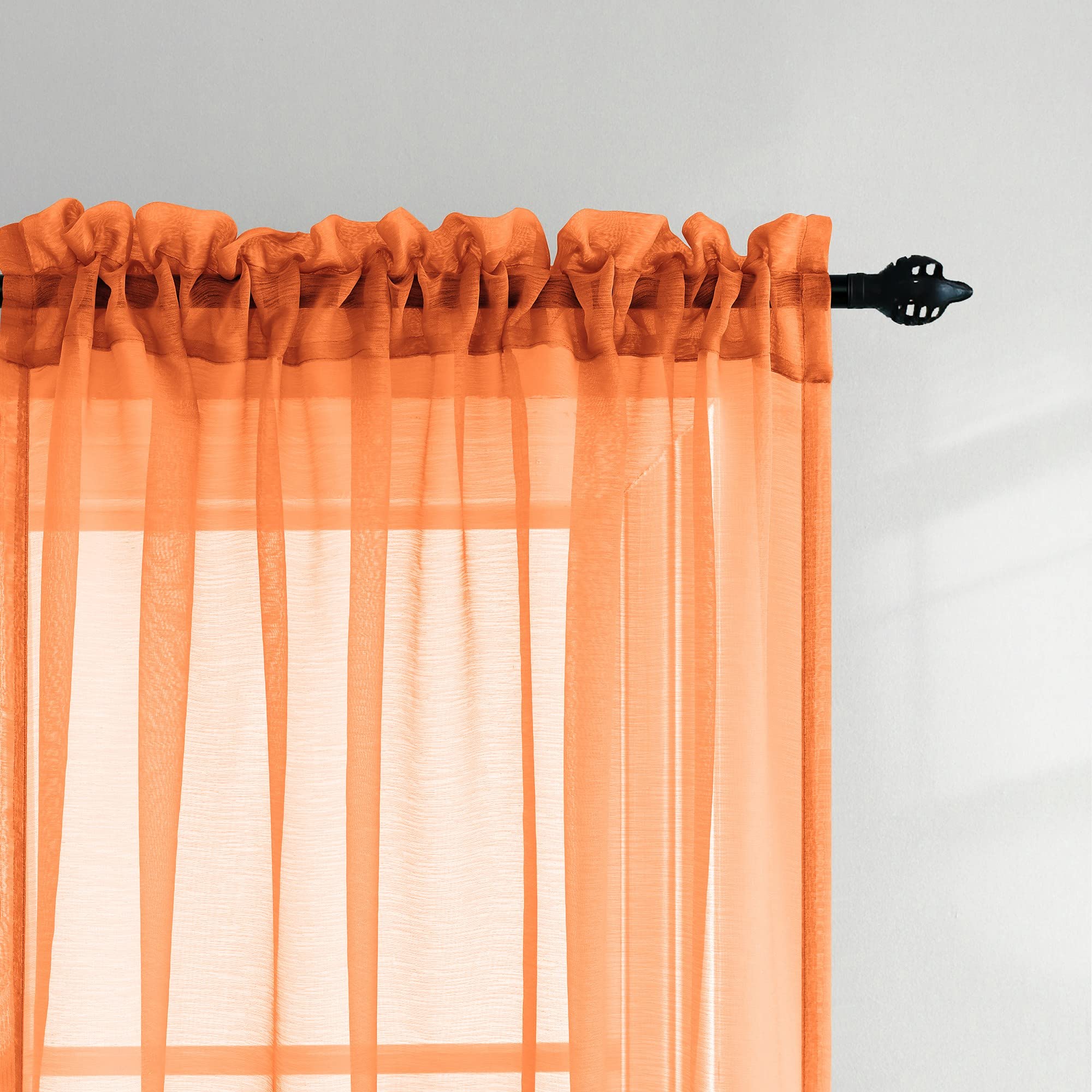 Autumn Fall Decor Orange Short Curtains 45 Inch Length For Kitchen Bathroom Windows 2 Panels Rod Pocket Thanksgiving Havest Smal