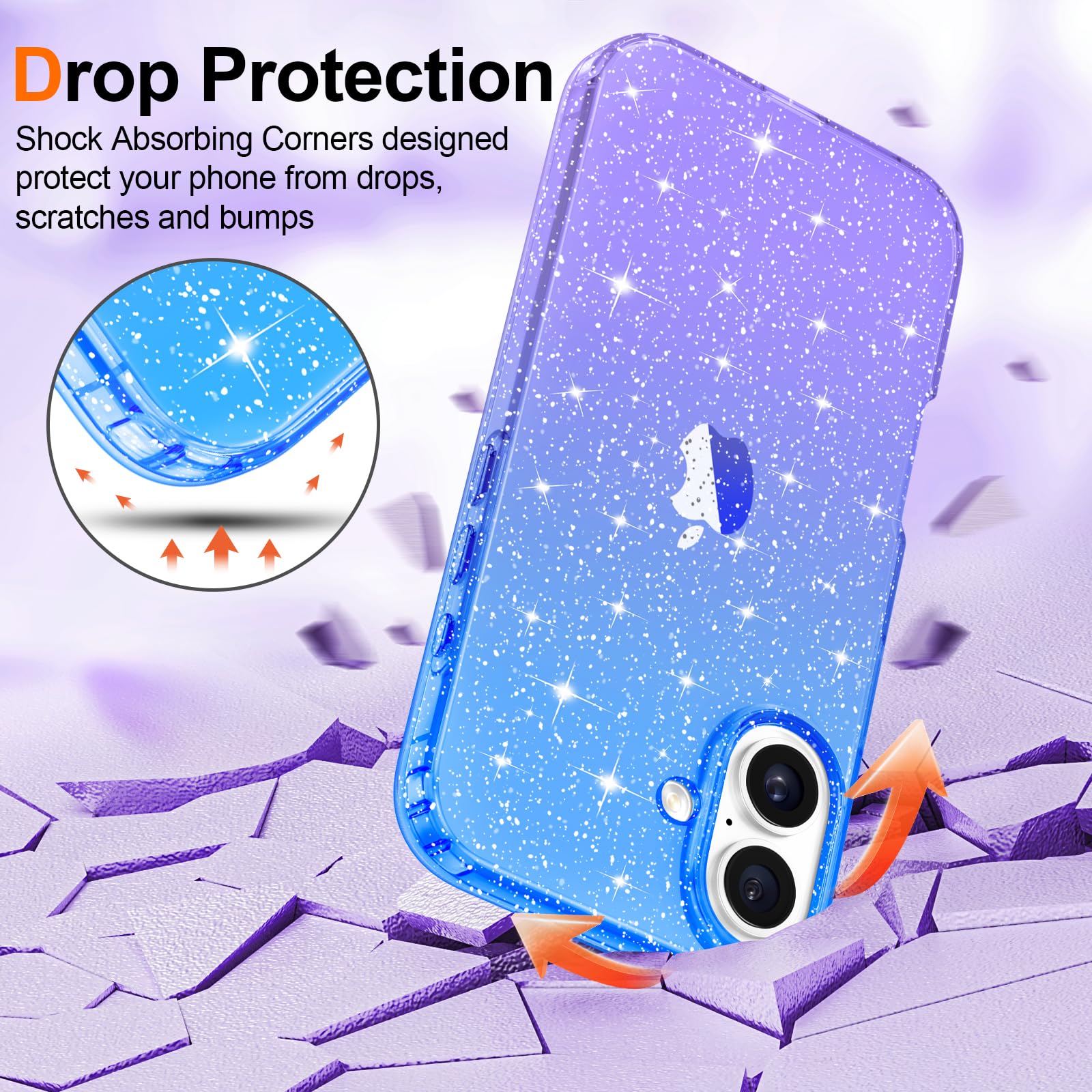 Hython Case For Iphone 16 Plus Case Glitter, Clear Glitter Sparkly Shiny Bling Sparkle Cute Cover, Anti Scratch Soft Tpu Slim Fi
