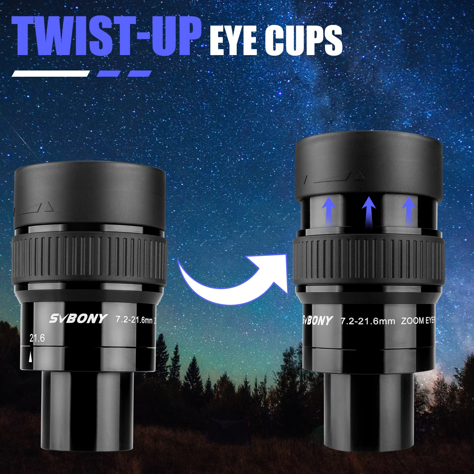 SVBONY SV191 7.2-21.6mm Zoom Telescope Eyepiece 1.25 Inch Black
