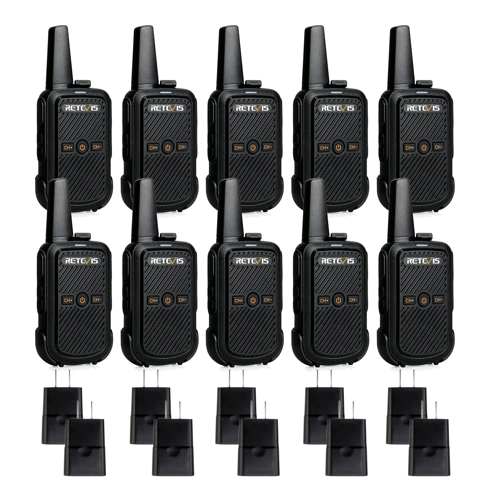 Retevis Rt15 Walkie Talkies Long Range,Mini Walkie Talkie,Usb Fast Charging,Rechargeable 2 Way Radios For Adults Business Education School Church Healthcare Car (10 Pack)