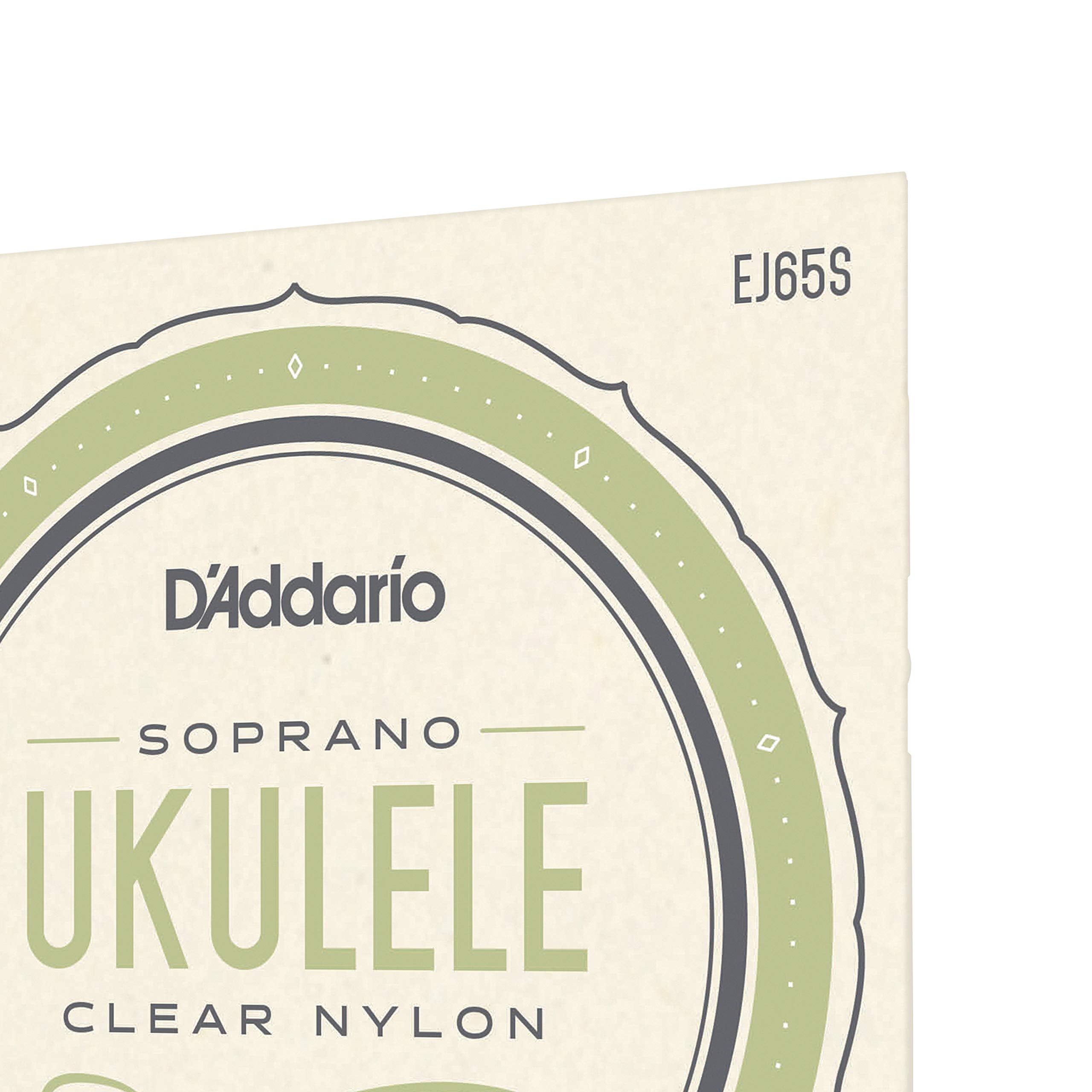 D'Addario Soprano Ukulele Strings, Clear Nylon, Ej65S, 4 String Set, Pack Of 1
