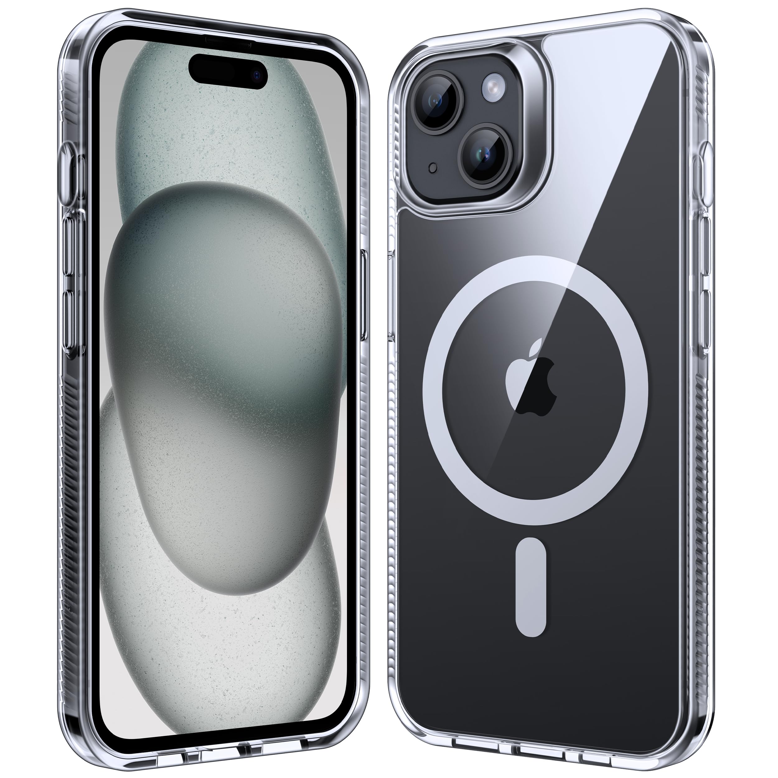 Supdeal Magnetic Clear Case for iPhone 15, [Compatible with MagSafe] [Non Slip Bumper & Not Yellowing] Military Grade Shockproof