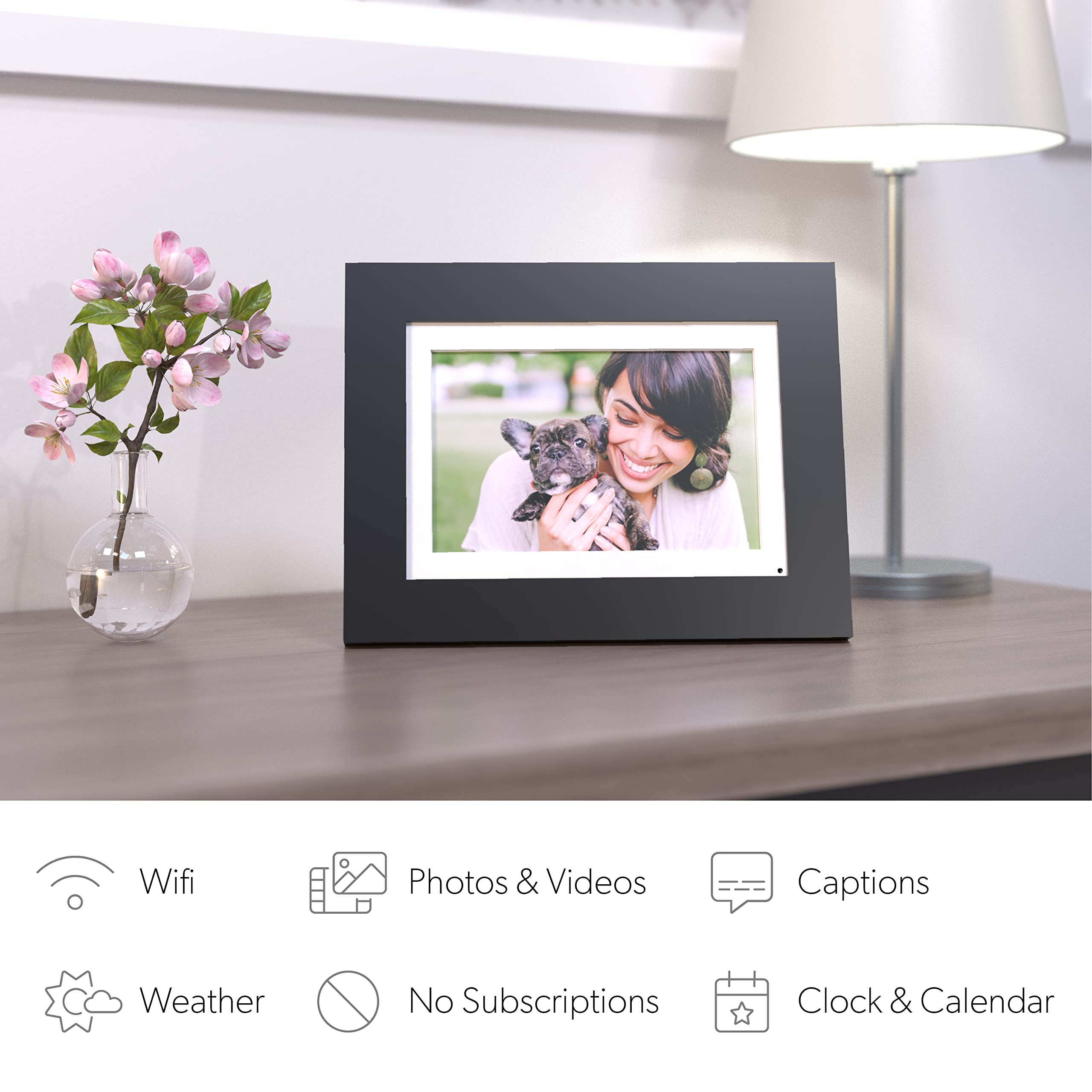 Brookstone Photoshare 8    Smart Digital Picture Frame, Send Pics From Phone To Frames, Wifi, 8 Gb, Holds 5,000+ Pics, Hd Touchs