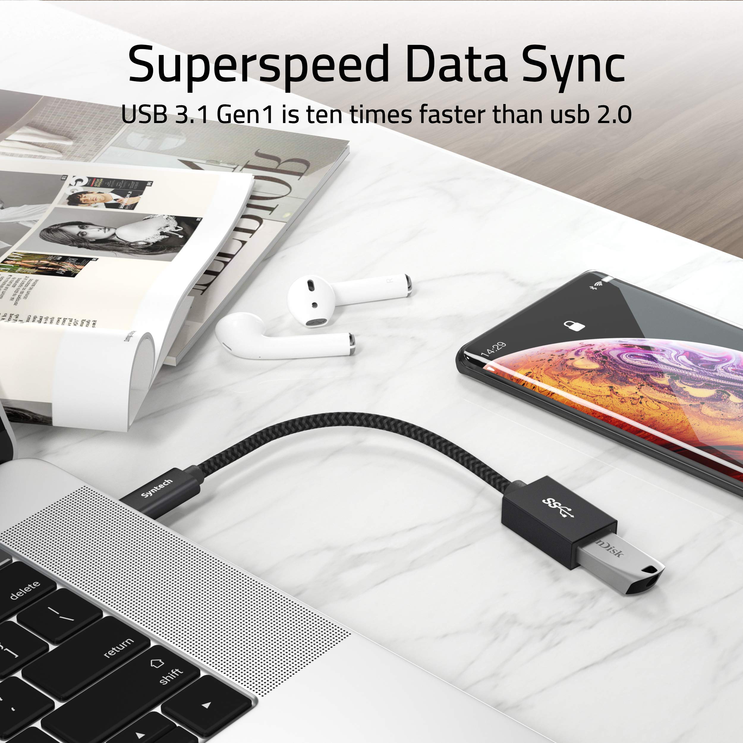 Syntech Usb C To Usb Adapter, 2 Pack Usb C To Usb3,Usb Type C To Usb,Thunderbolt 3 To Usb Female Adapter Otg Cable Compatible Wi