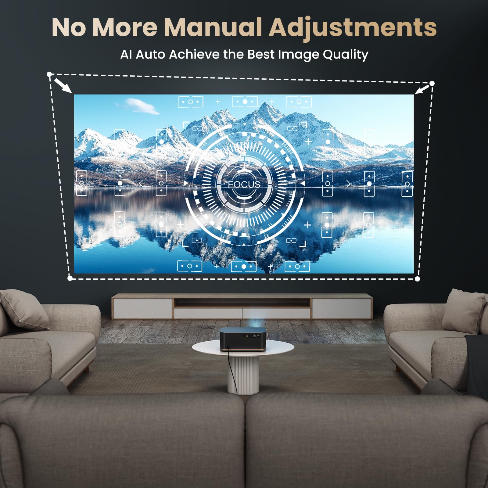 [1000 Ansi/Auto Focus] 4K Home Theater Projector With Wifi 6 And Bluetooth 5.2, Happrun 300'' Movie Projector For Indoor/Outdoor