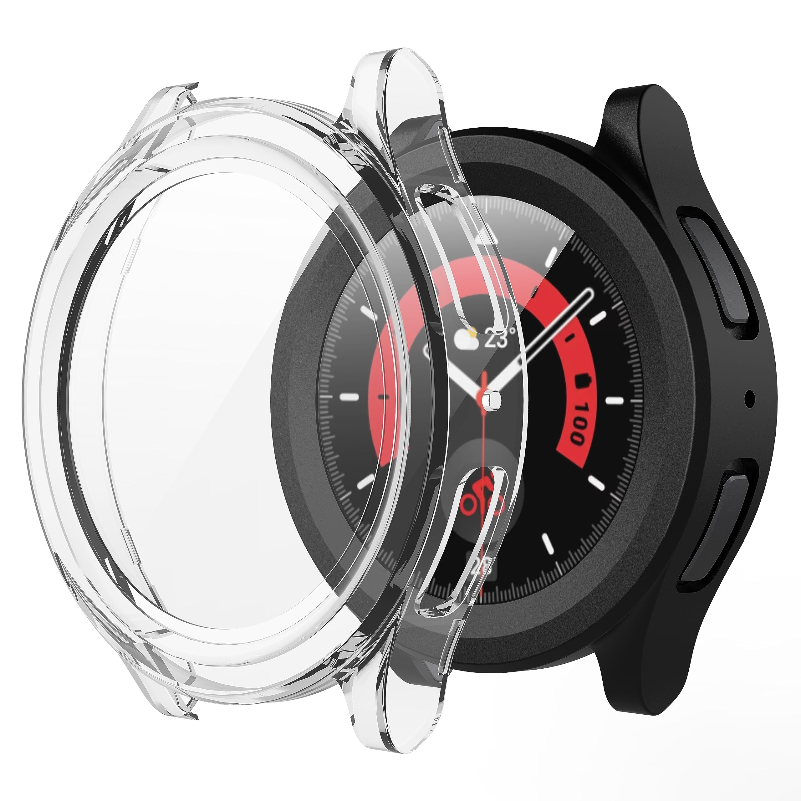 Misxi 2 Pack Hard Pc Case With Screen Protector For Samsung Galaxy Watch 5 Pro 45Mm, Ultra Thin Scratch Resistant Cover With Tem