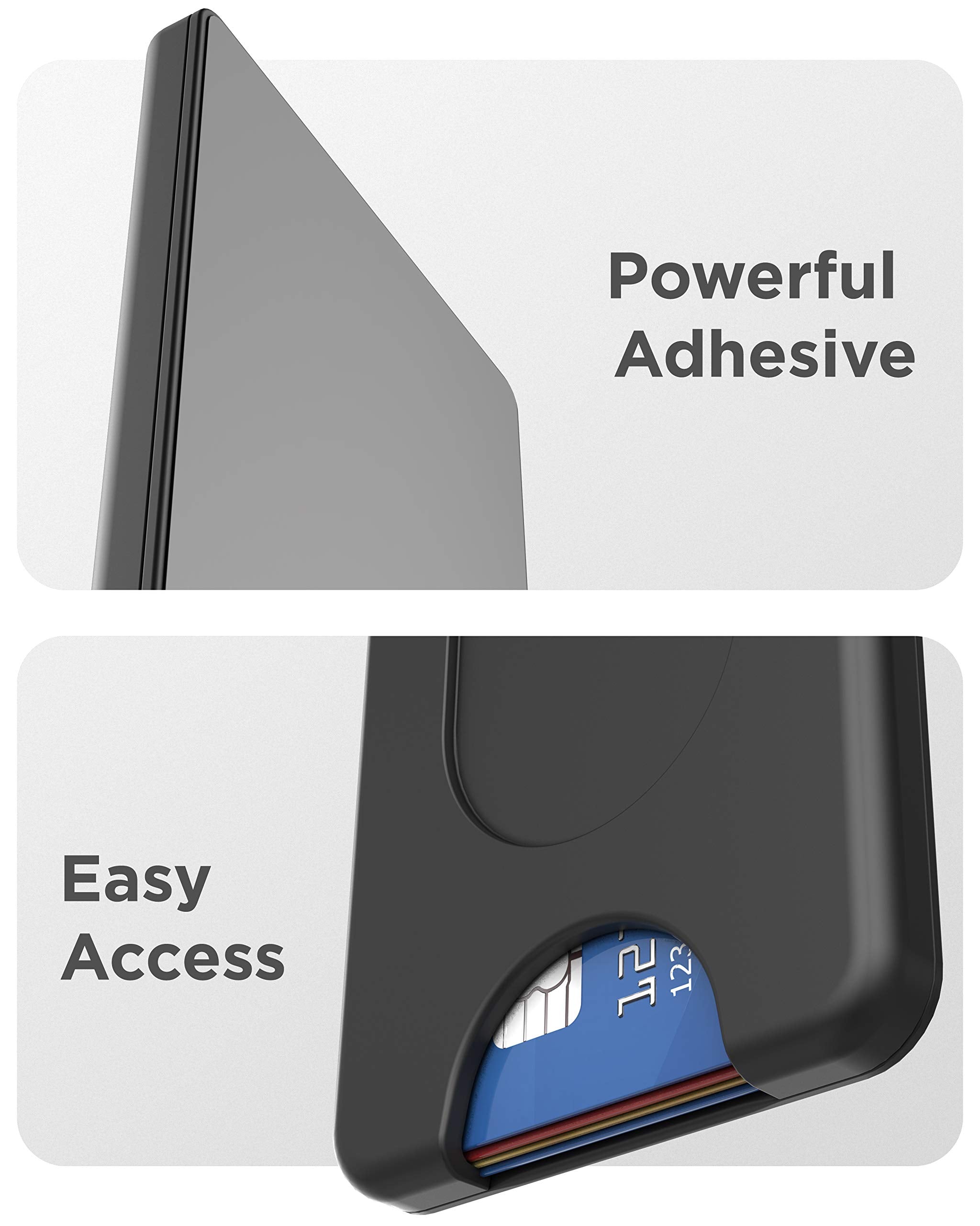 Encased Stick On Phone Wallet Card Holder (Compatible With Popsocket) Securely Holds Up To 4 Cards (Black)