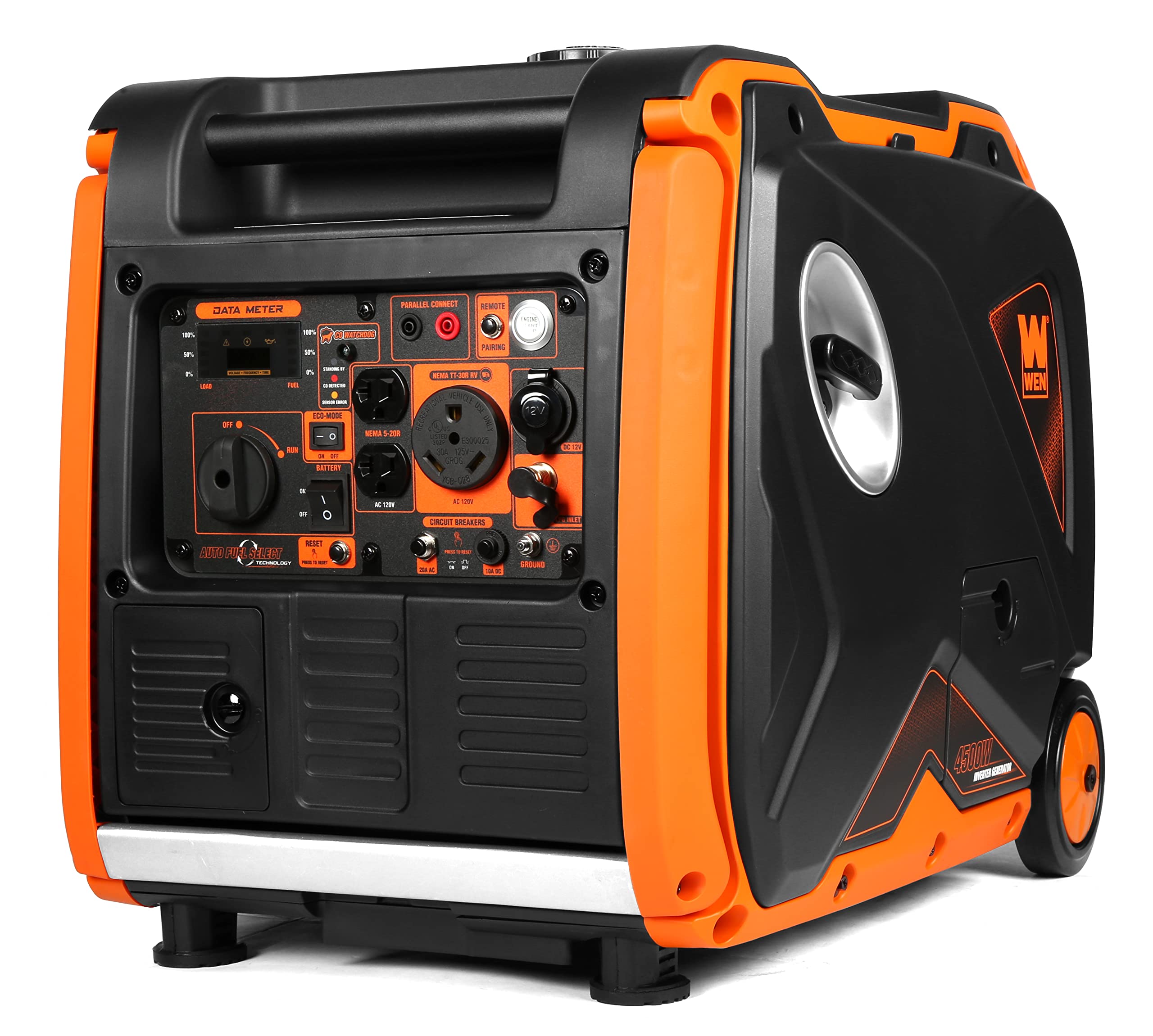 Wen Df452Ix Super Quiet 4500 Watt Remote Electric Start Dual Fuel Rv Ready Portable Inverter Generator With Fuel Shut Off And Co