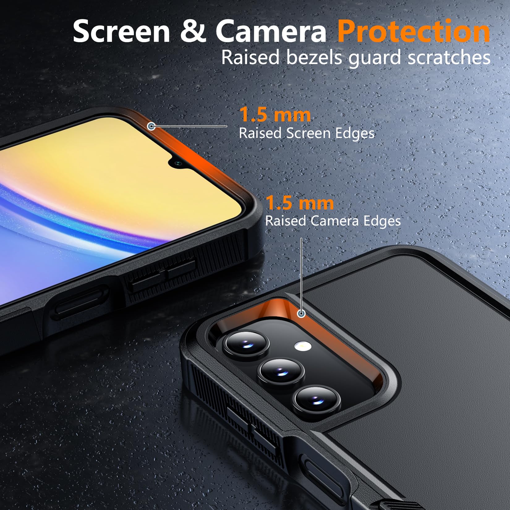 Spidercase For Samsung Galaxy A15 5G Case,[12 Ft Military Grade Drop Protection] 2 Pack [Glass Screen Protector + Camera Lens Pr