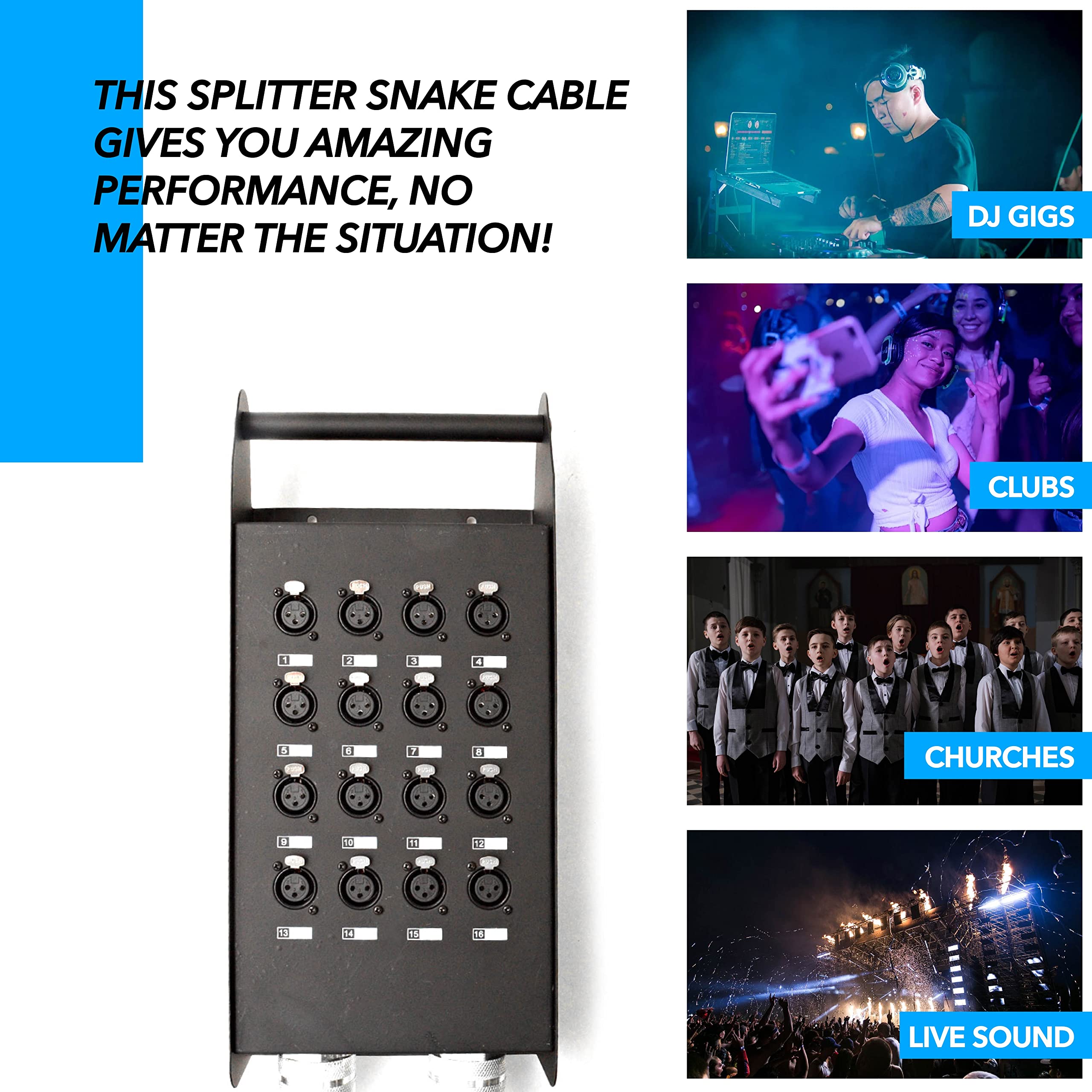 Seismic Audio - New 24 Channel Xlr Send Splitter Snake Cable With Box - Two Trunks 15' Fantails Each - Pro Audio Stage, Studio,