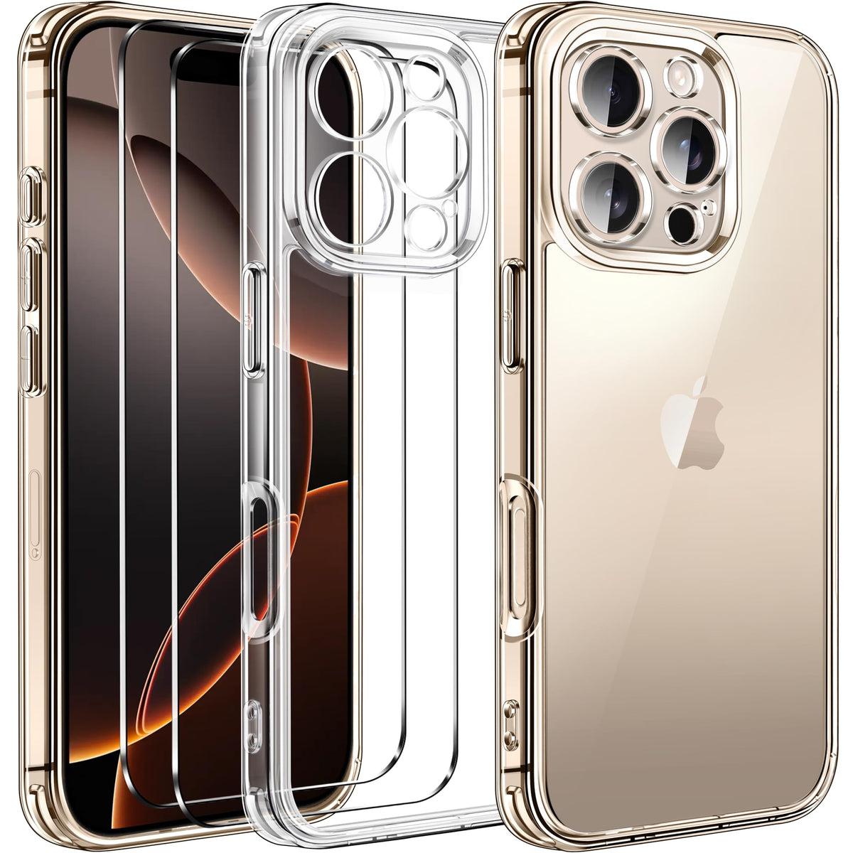 Ivoler 3 In 1 Clear Case Designed For Iphone 16 Pro Max 6.9'' 2024 With 2 Pack Tempered Glass Screen Protector Full Camera Prote