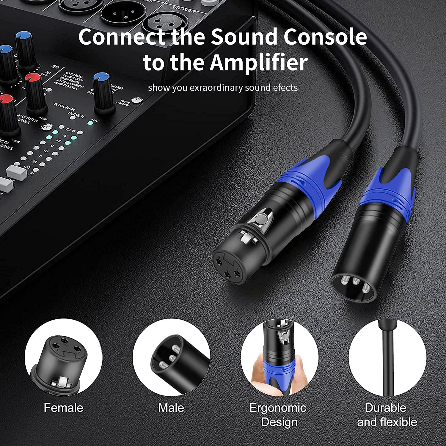 Auxlink Xlr Microphone Cable, Xlr Cables 15Ft 2 Pack, Xlr Male To Female Microphone Cable 3 Pin Suitable For Speaker Systems, Ra