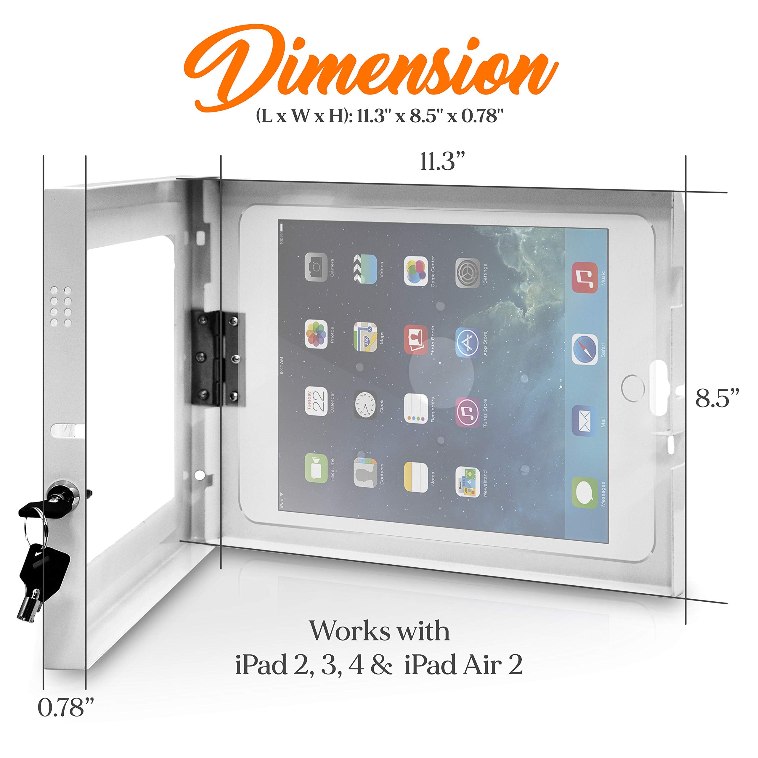 Pyle Anti Theft Tablet Security Case Holder   11 Inch Metal Heavy Duty Vesa Wall Mount Tablet Kiosk W/Lock And Key, Landscape/Po