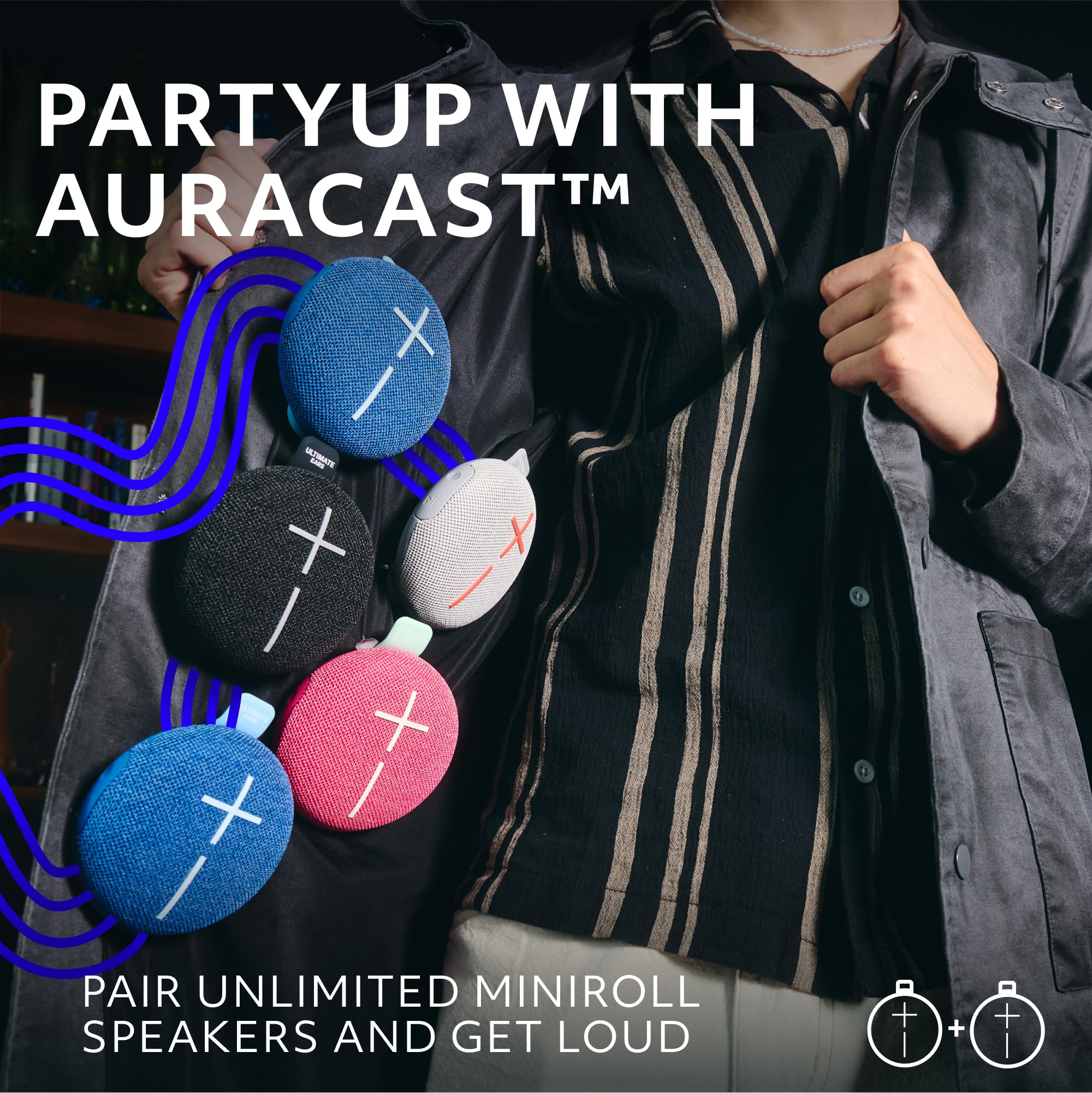 Ultimate Ears Miniroll Ultra Portable Waterproof Bluetooth Speaker, Big Bass, Ip67 Dustproof, 131 Ft (40 M) Range   Calming Pink